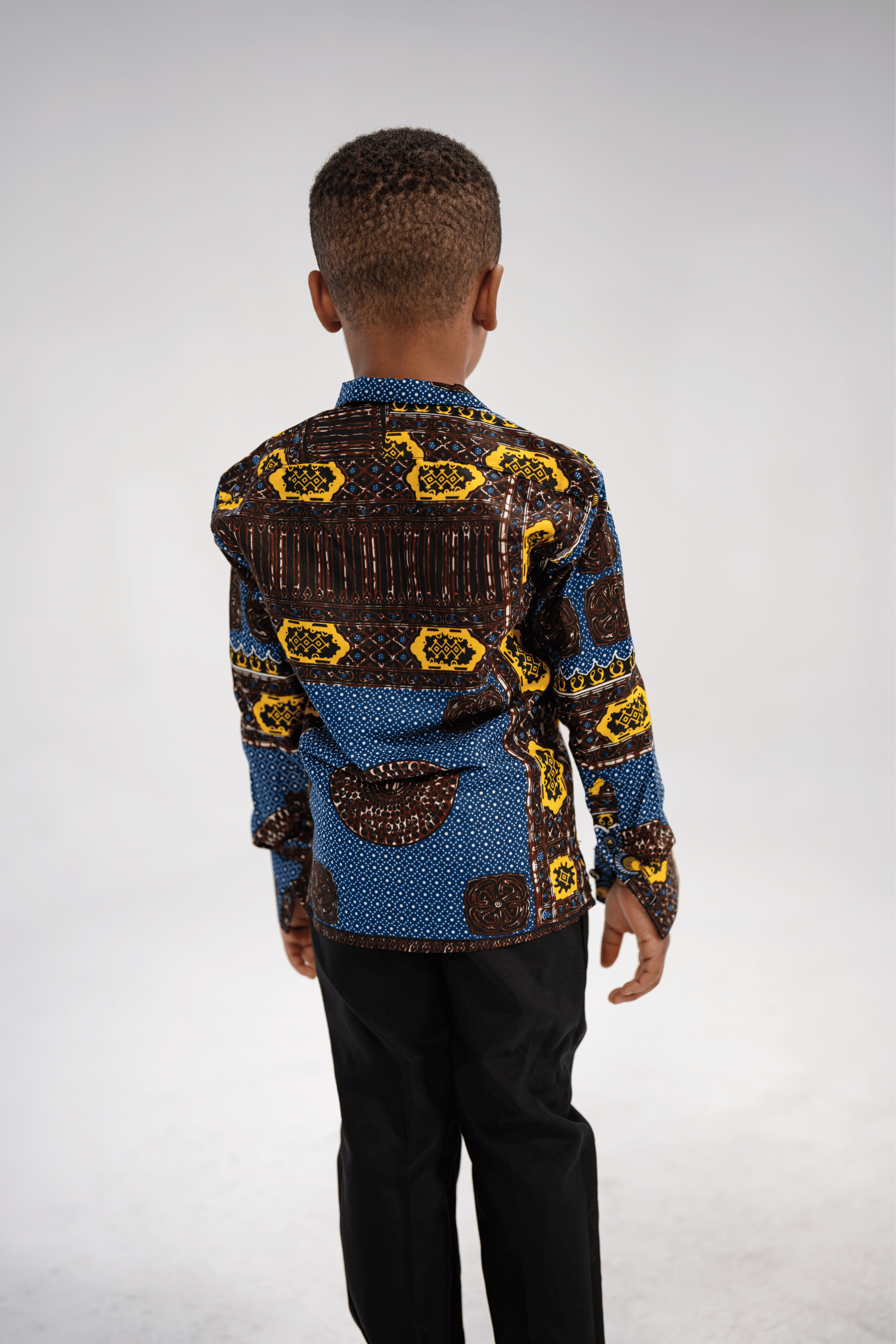 Anozie Elegance Kid's African Print Shirt (Blue Multipattern)