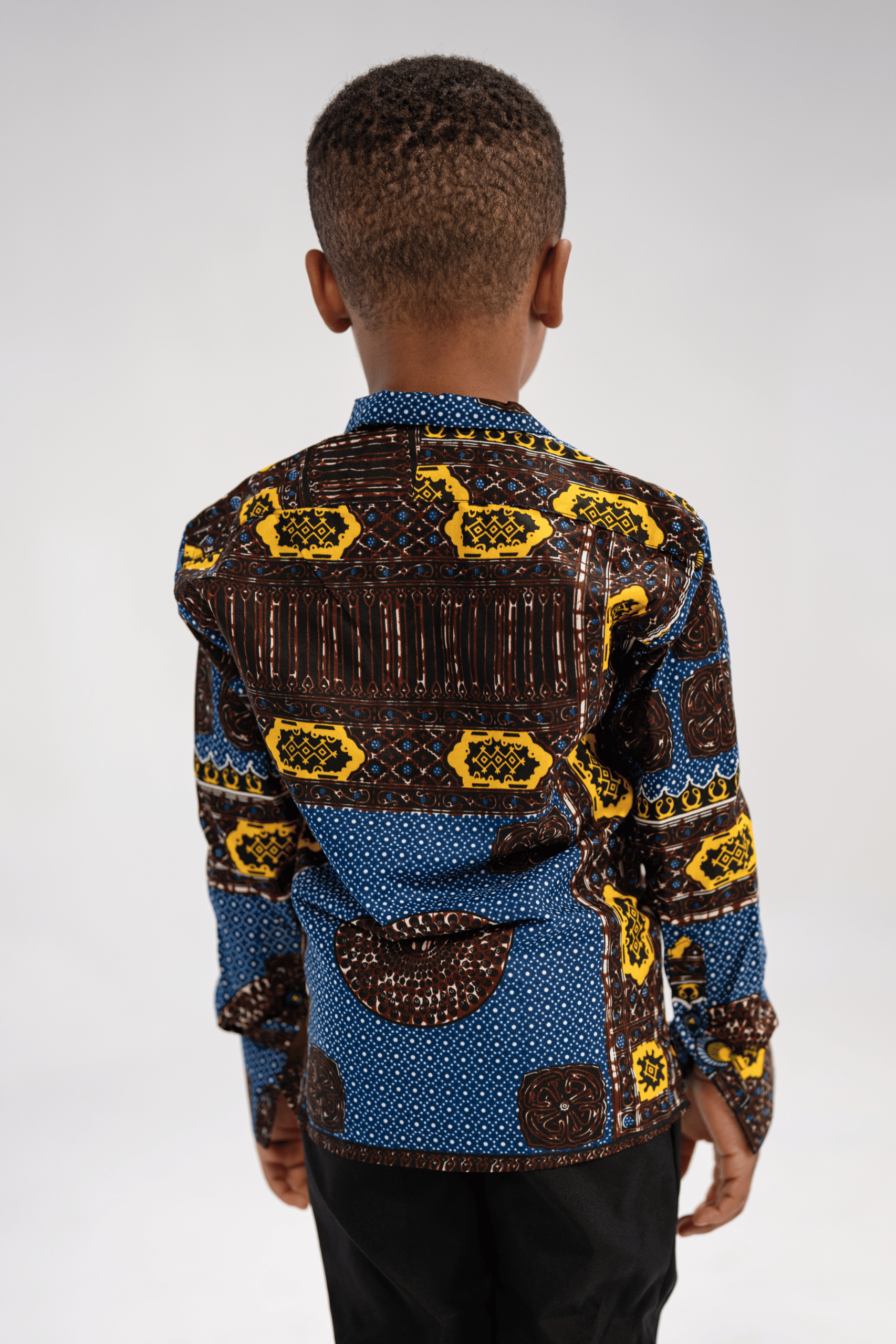 Anozie Elegance Kid's African Print Shirt (Blue Multipattern)