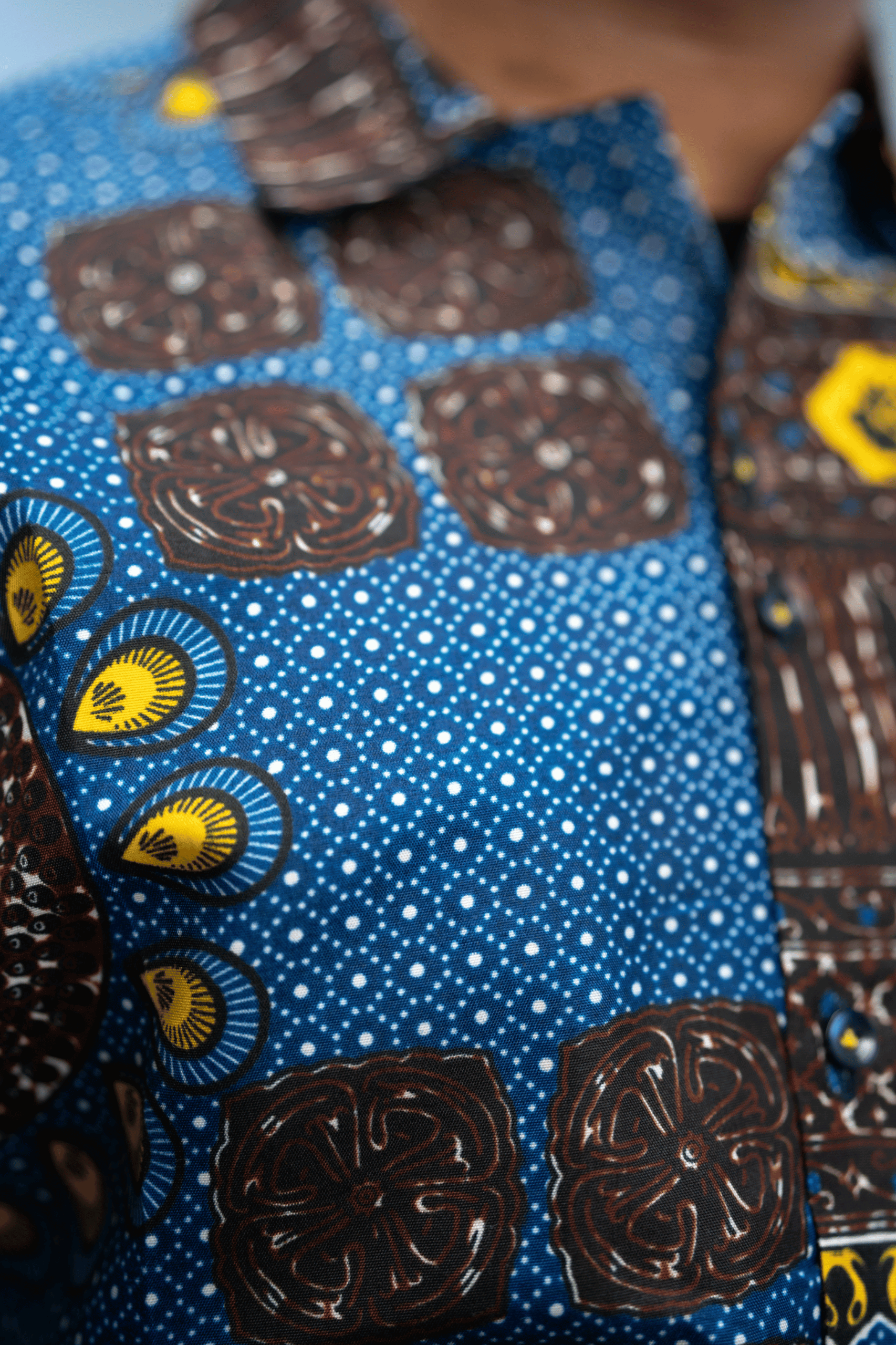 Nsibidi Elegance Men's African Print Shirt (Blue Multipattern)