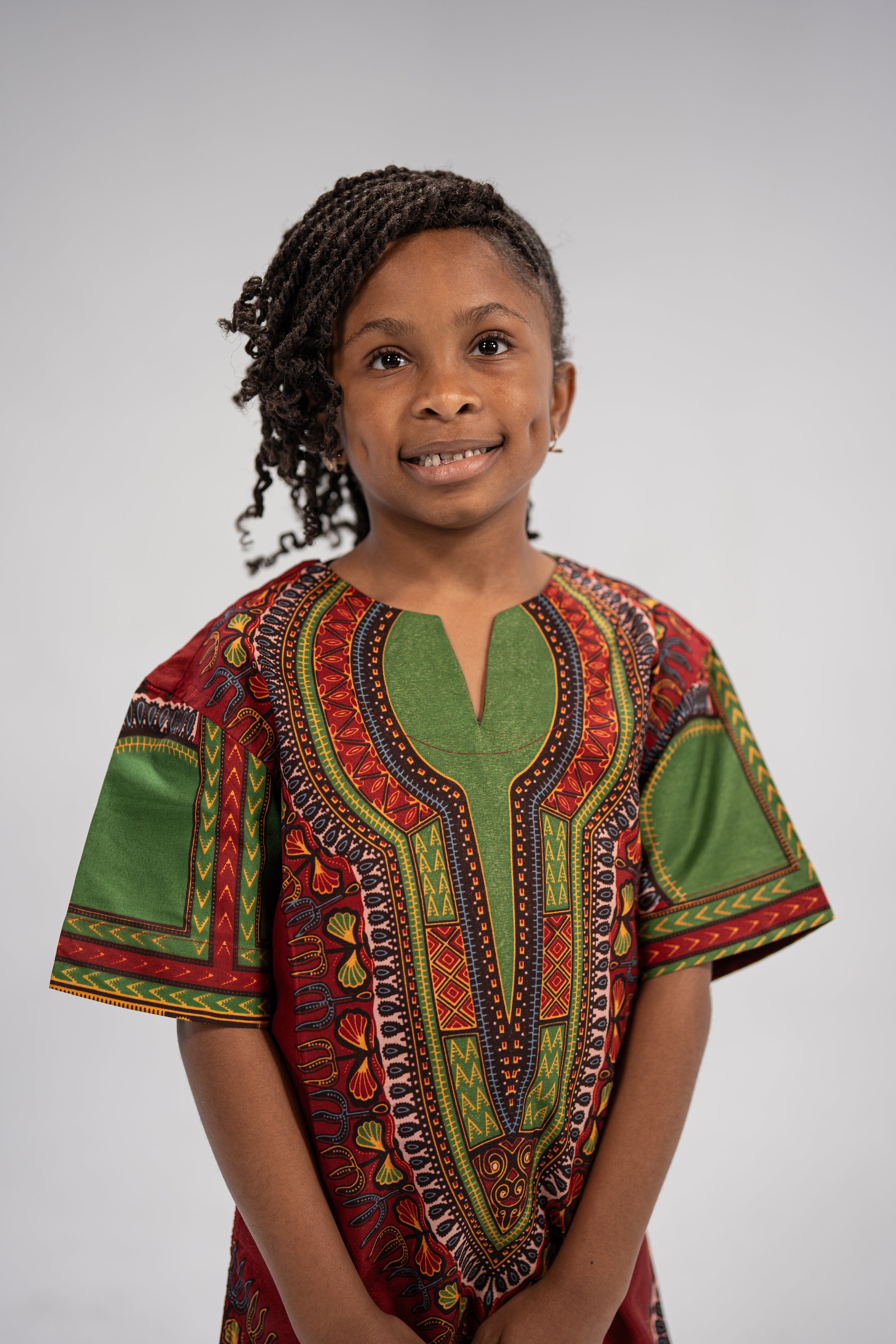 Chinaka Kid's Majestic Dashiki Elegance Shirt (Red and Green
