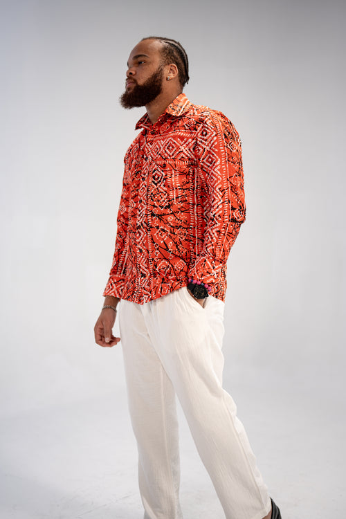 Jidenna And Obafemi African Print Shirt And Dress Combo (Abstract Geometric)-Family Collection