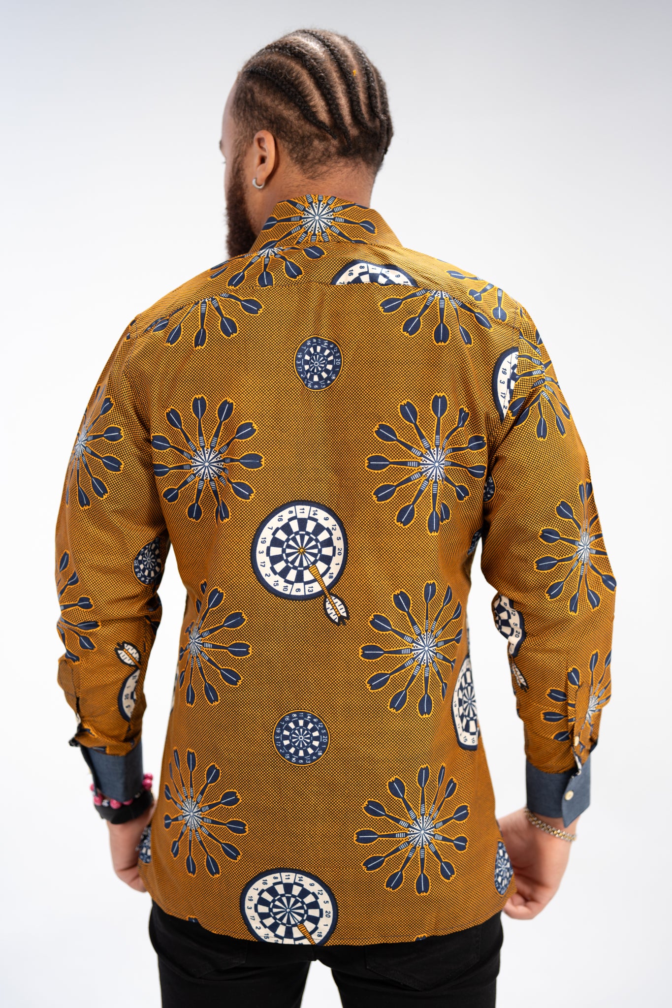 Kalu Men's African Print Shirt (Print on Denim)