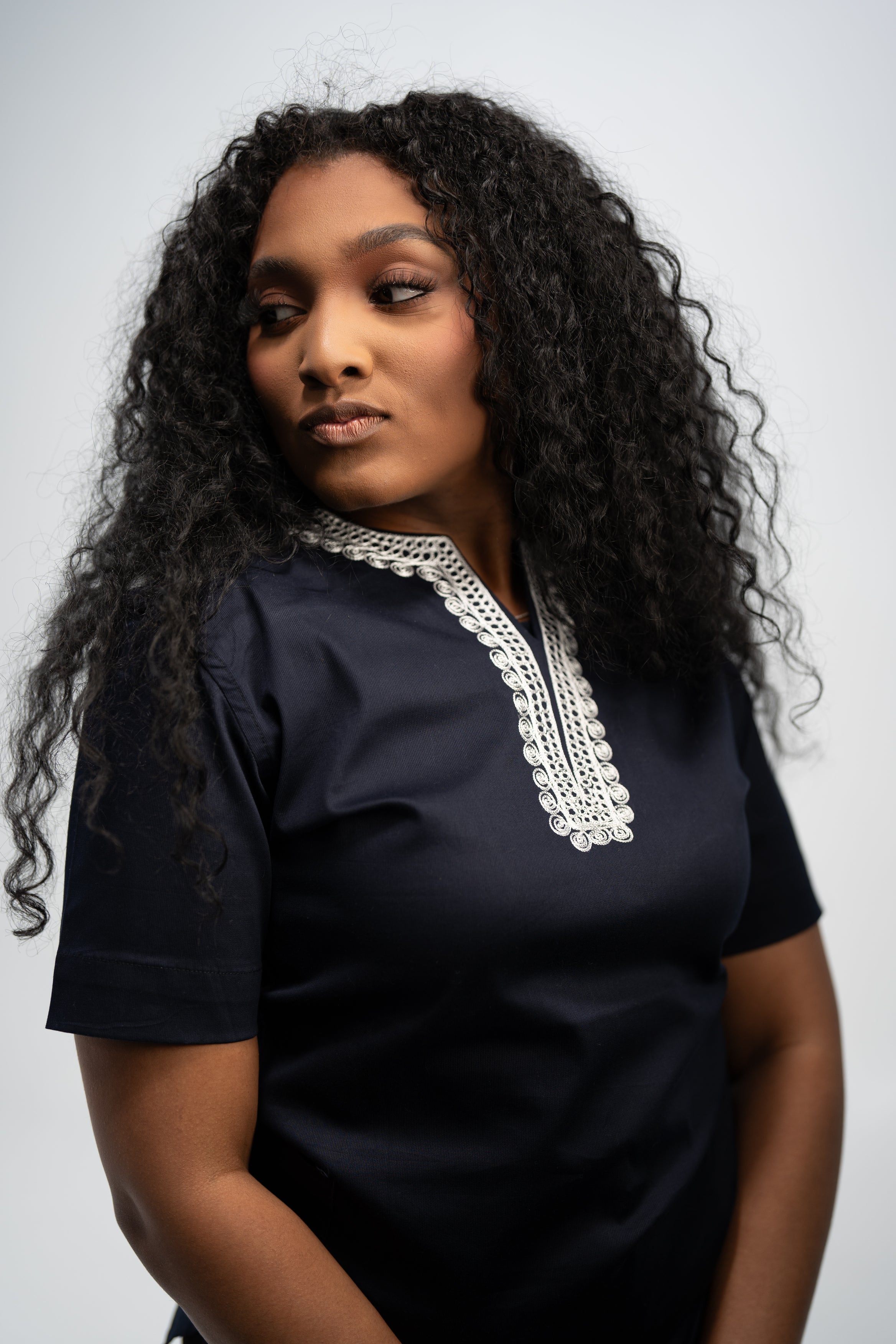 Yejide Women's African Print Top (Embroidery on Cotton)