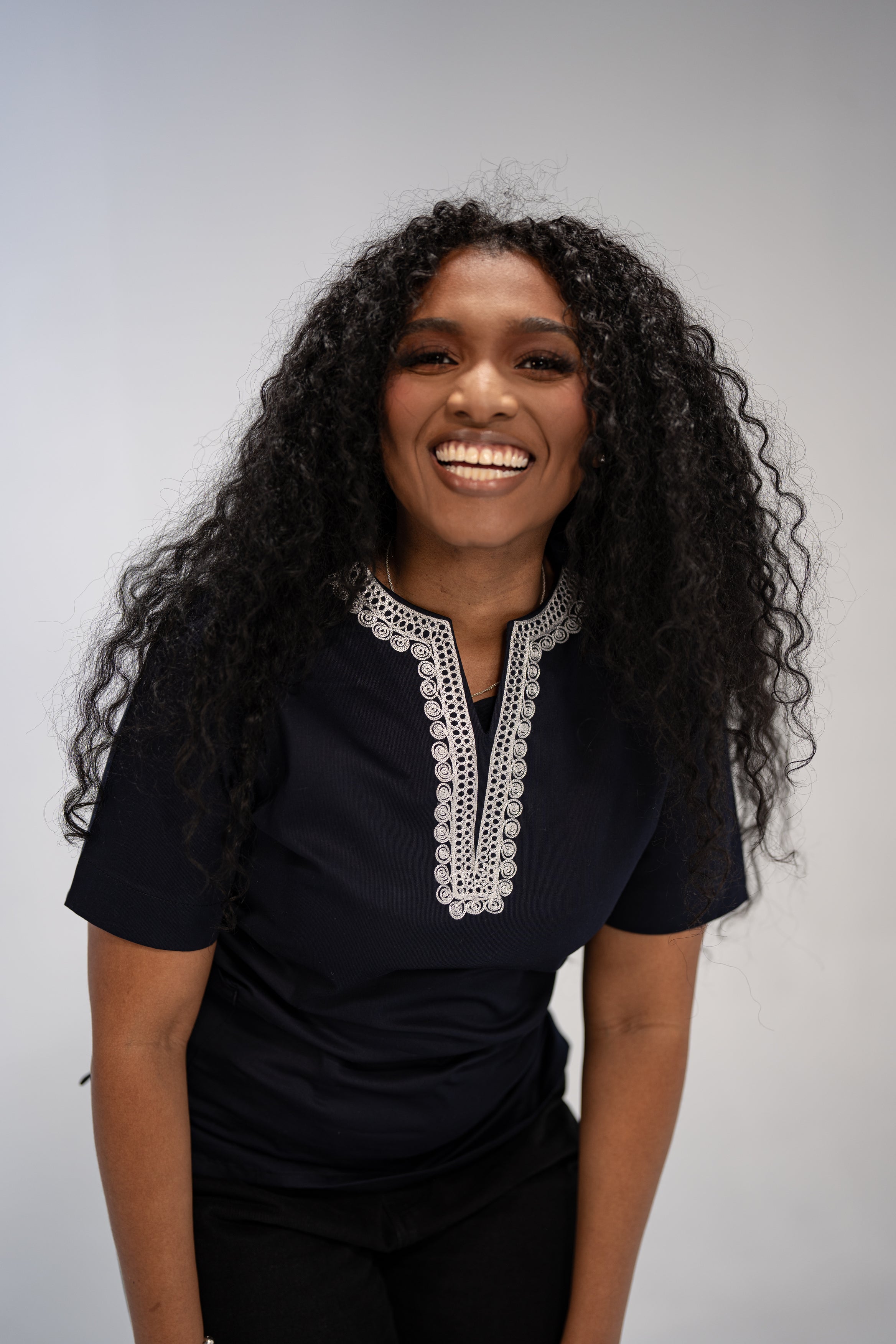 Yejide Women's African Print Top (Embroidery on Cotton)