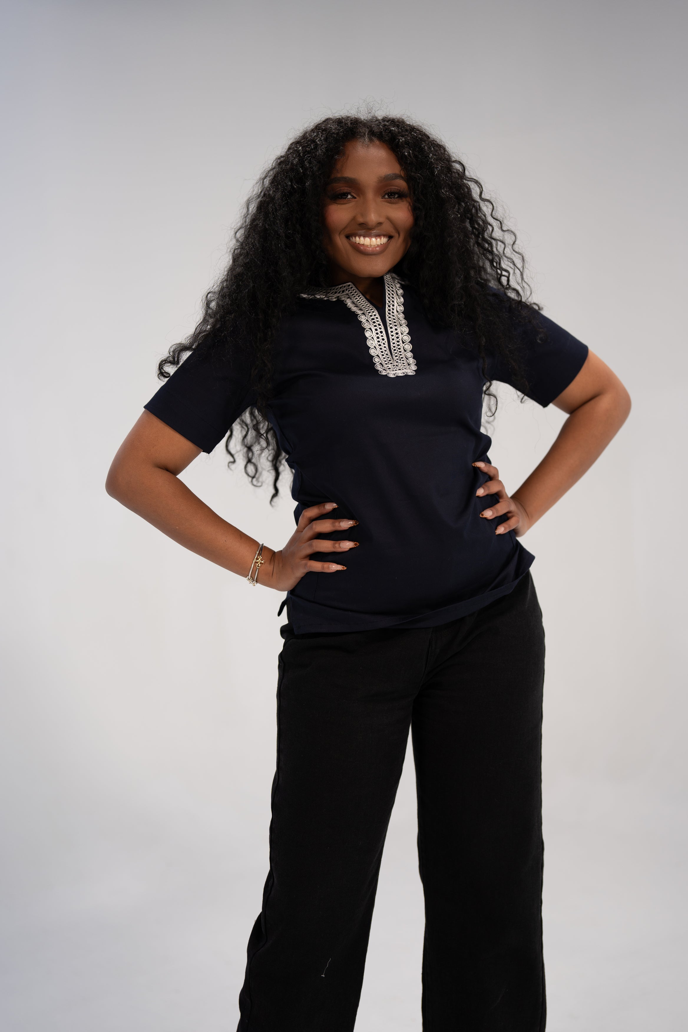 Yejide Women's African Print Top (Embroidery on Cotton)