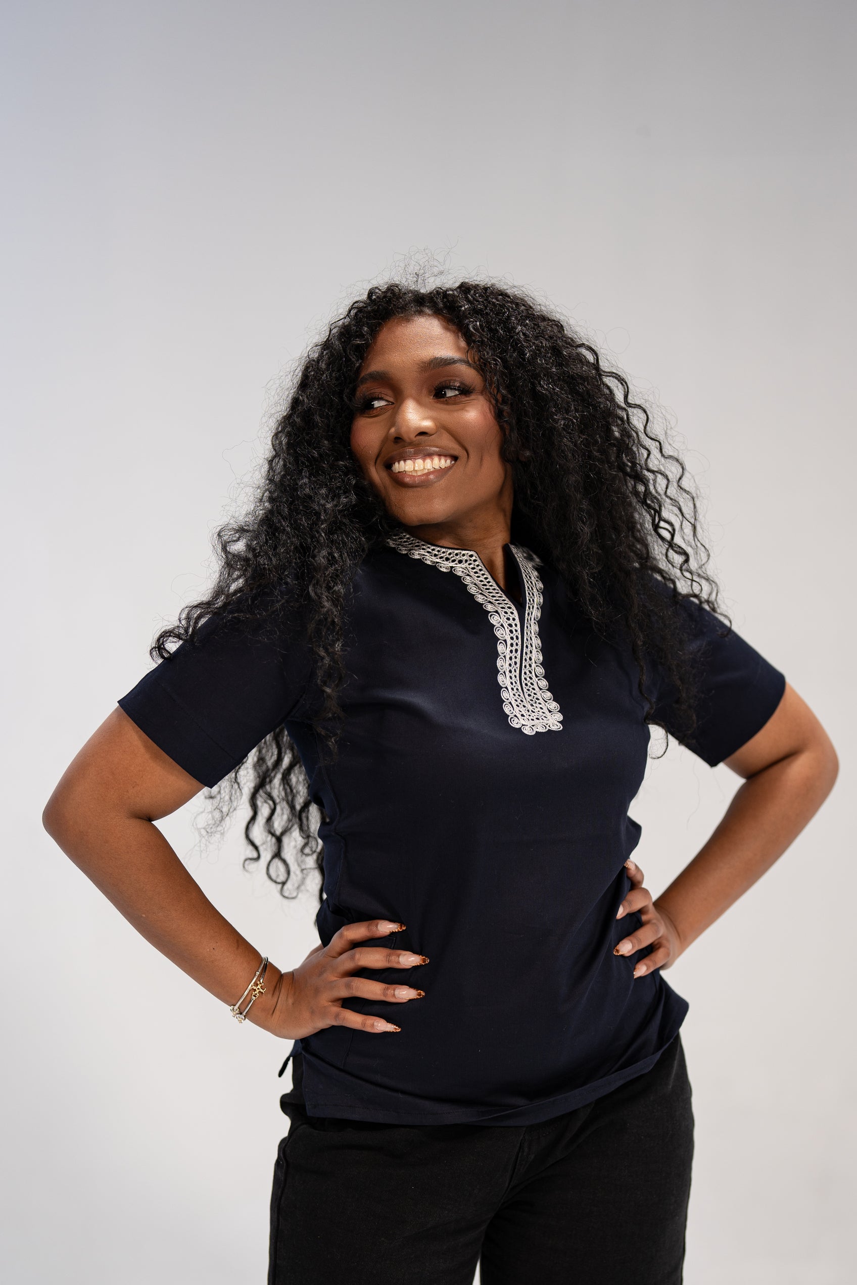 Yejide Women's African Print Top (Embroidery on Cotton)