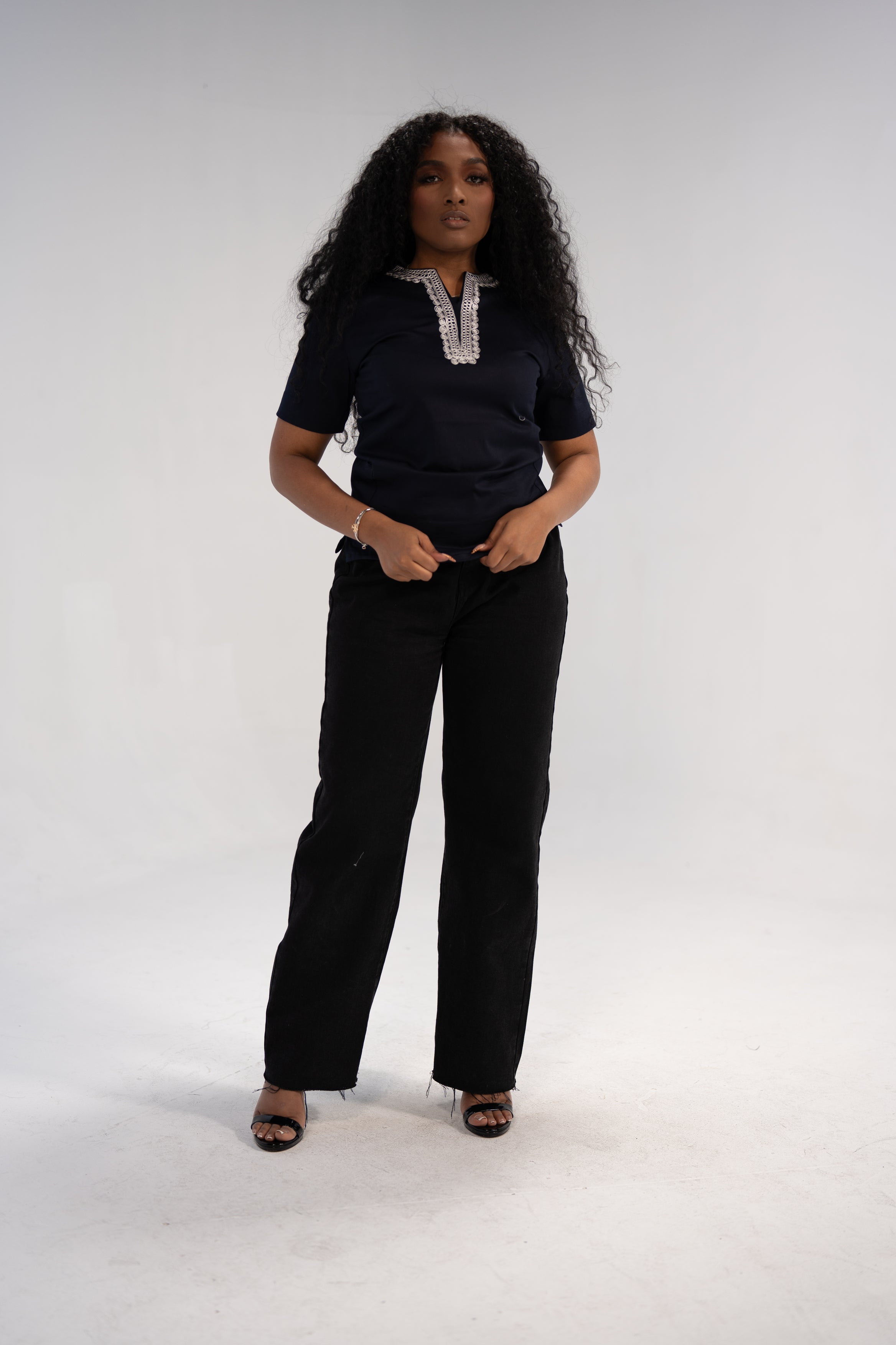 Yejide Women's African Print Top (Embroidery on Cotton)