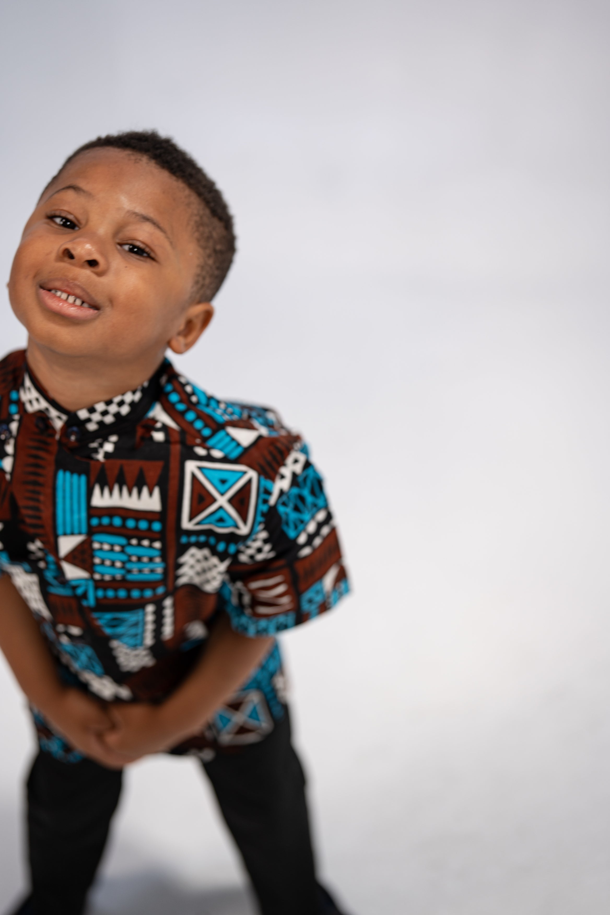 Afam Boy’s African Print Shirt (Bold Mudcloth)