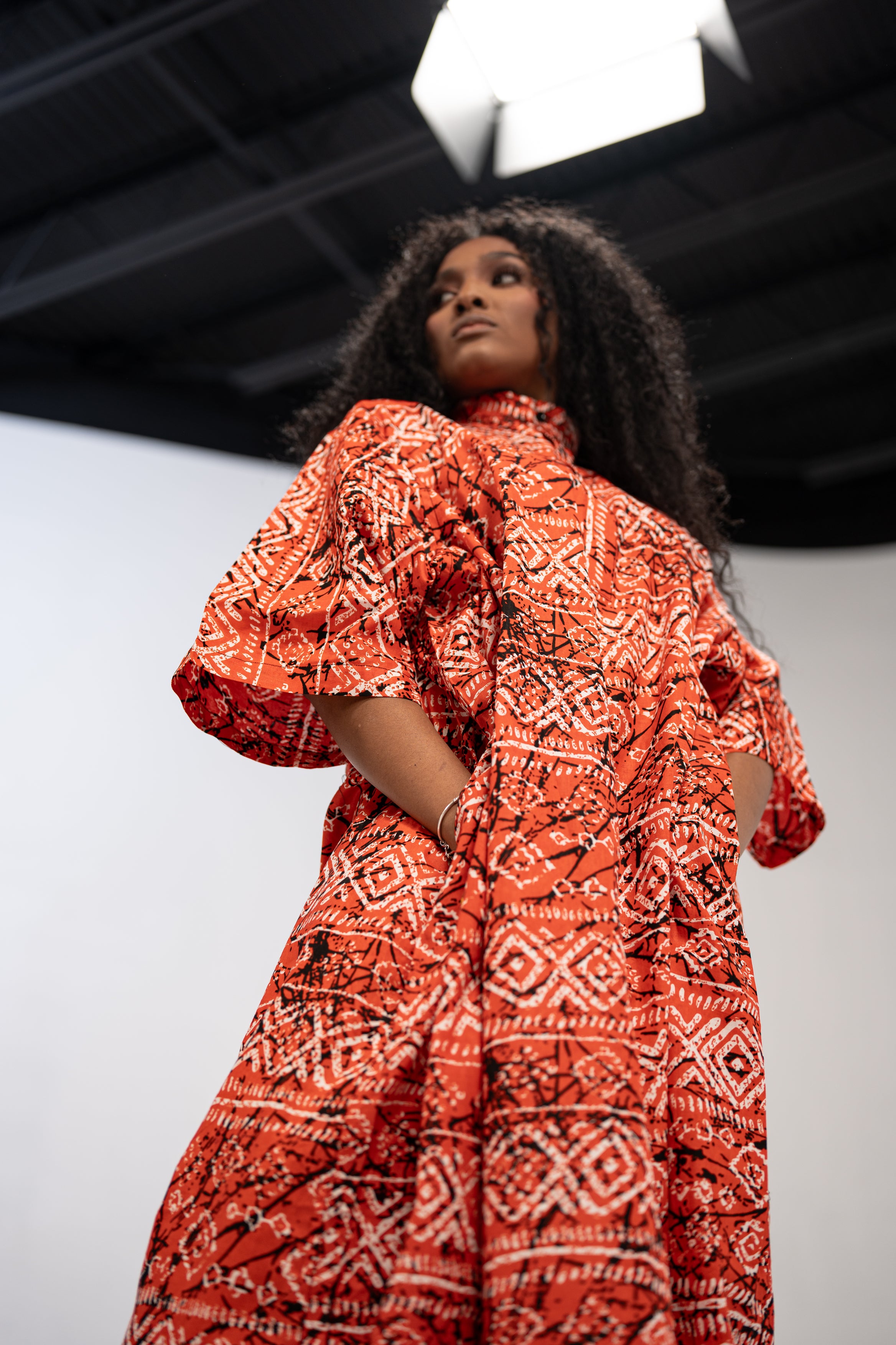 Jidenna Women's African Print Fiery Elegance Maxi Dress (Abstract Geometric)