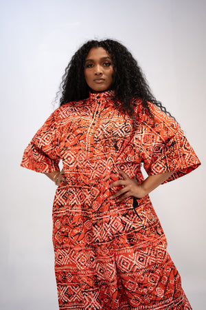 Jidenna And Obafemi African Print Shirt And Dress Combo (Abstract Geometric)-Family Collection