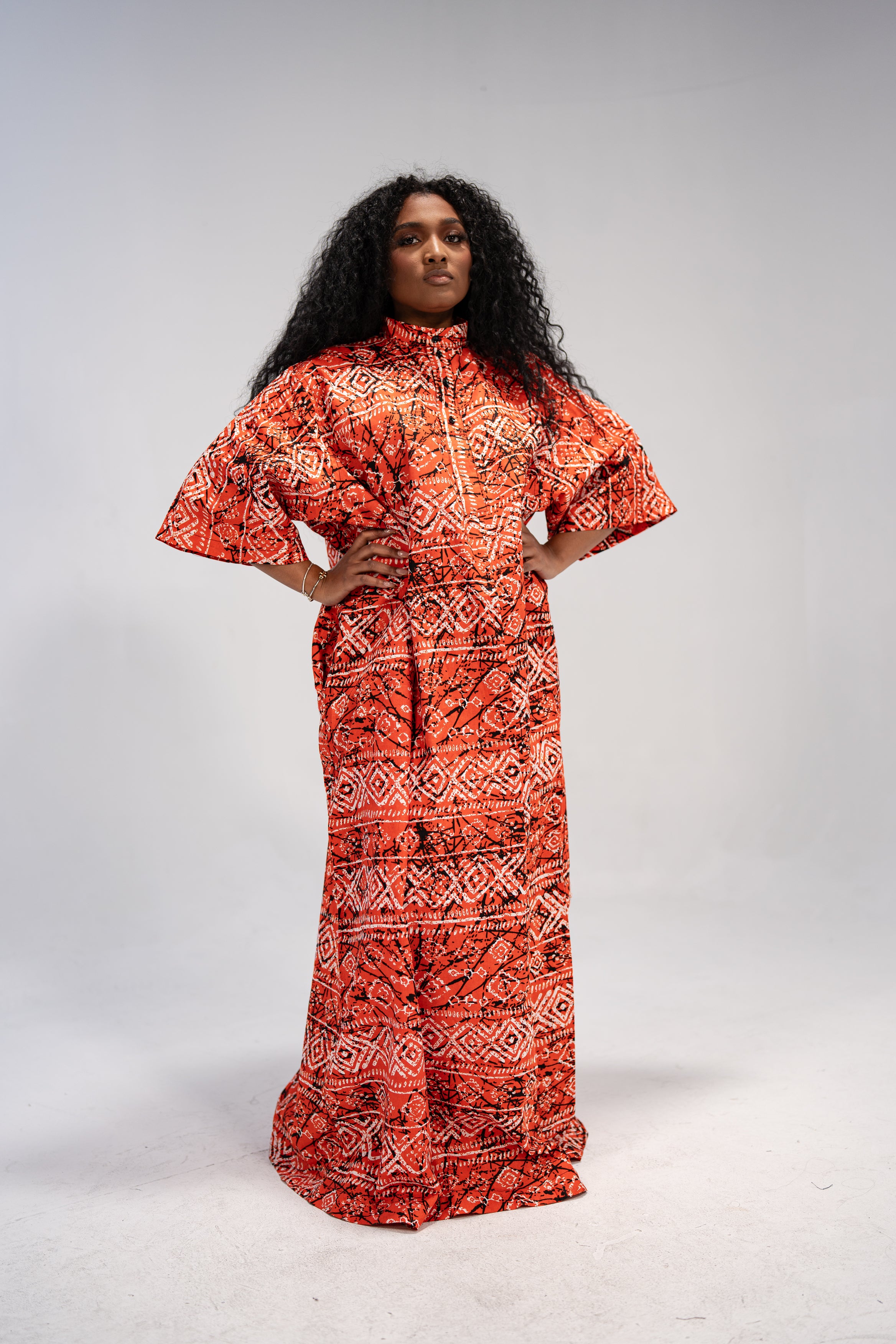 Jidenna Women's African Print Fiery Elegance Maxi Dress (Abstract Geometric)