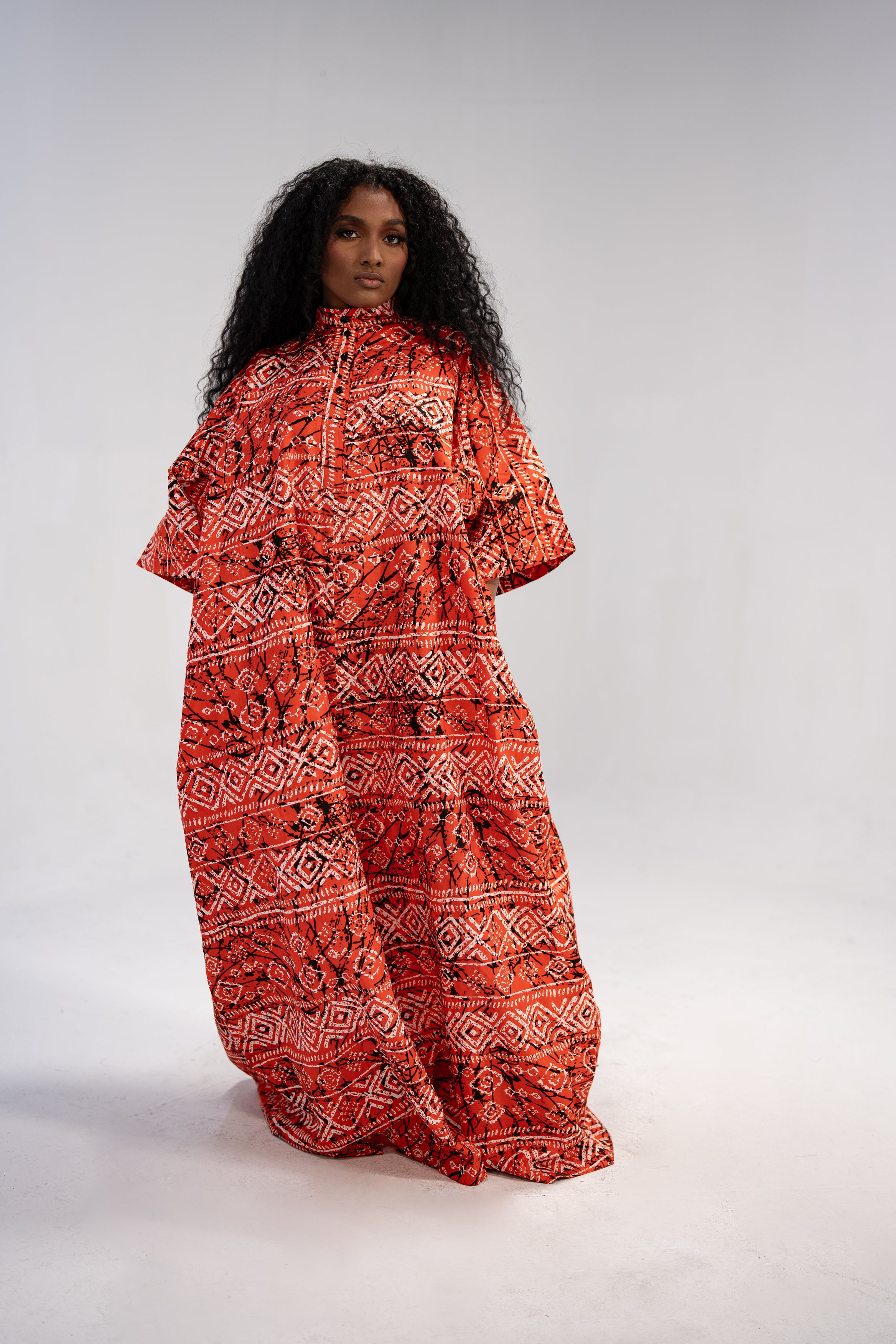 Jidenna Women's African Print Fiery Elegance Maxi Dress (Abstract Geometric)