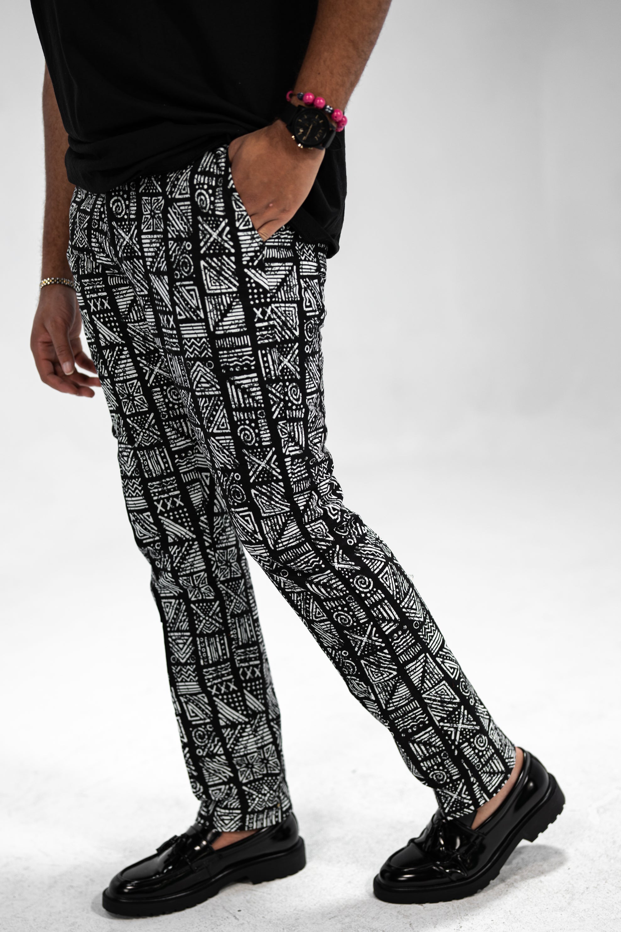 Golibe Men's African Print Trousers (Geometric)