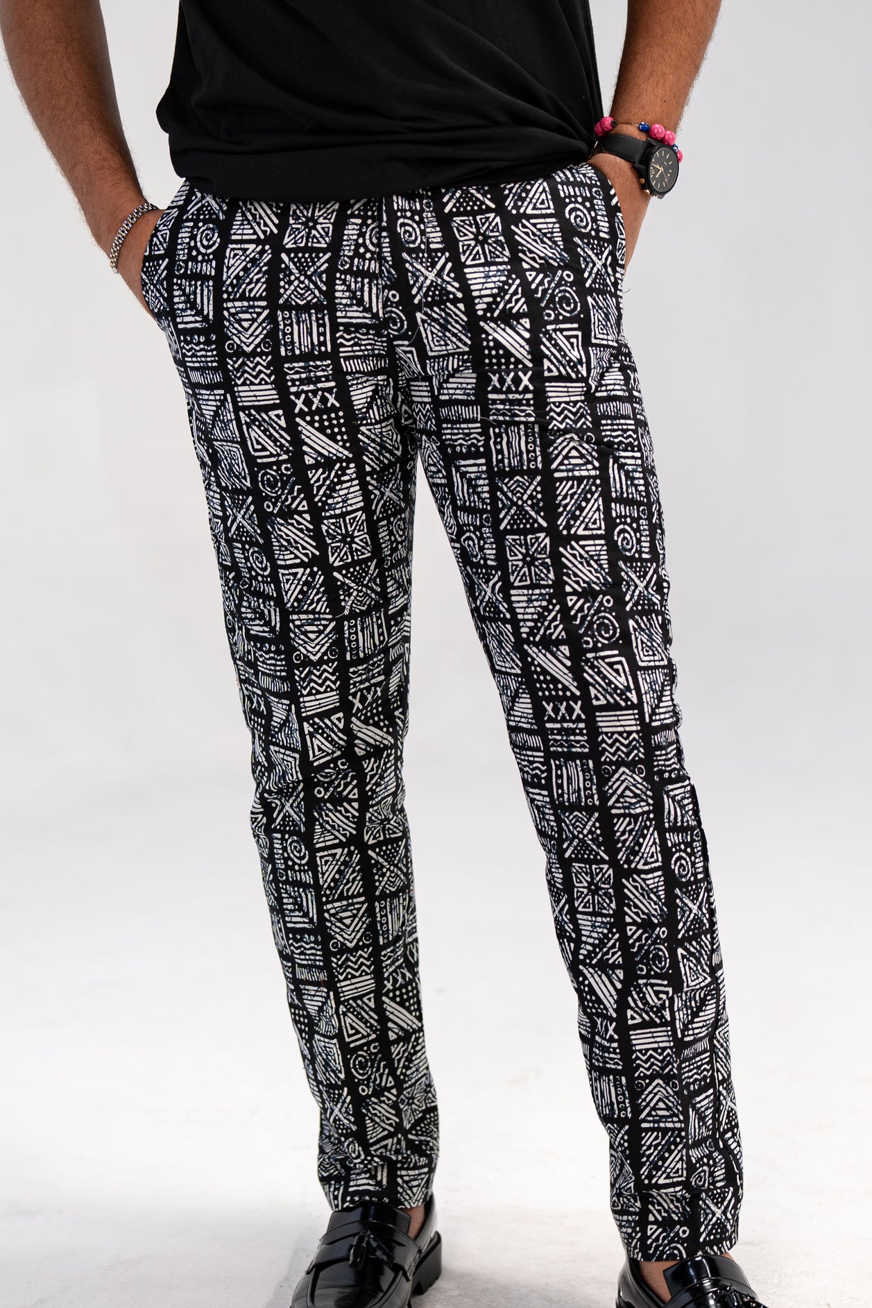 Golibe Men's African Print Trousers (Geometric)
