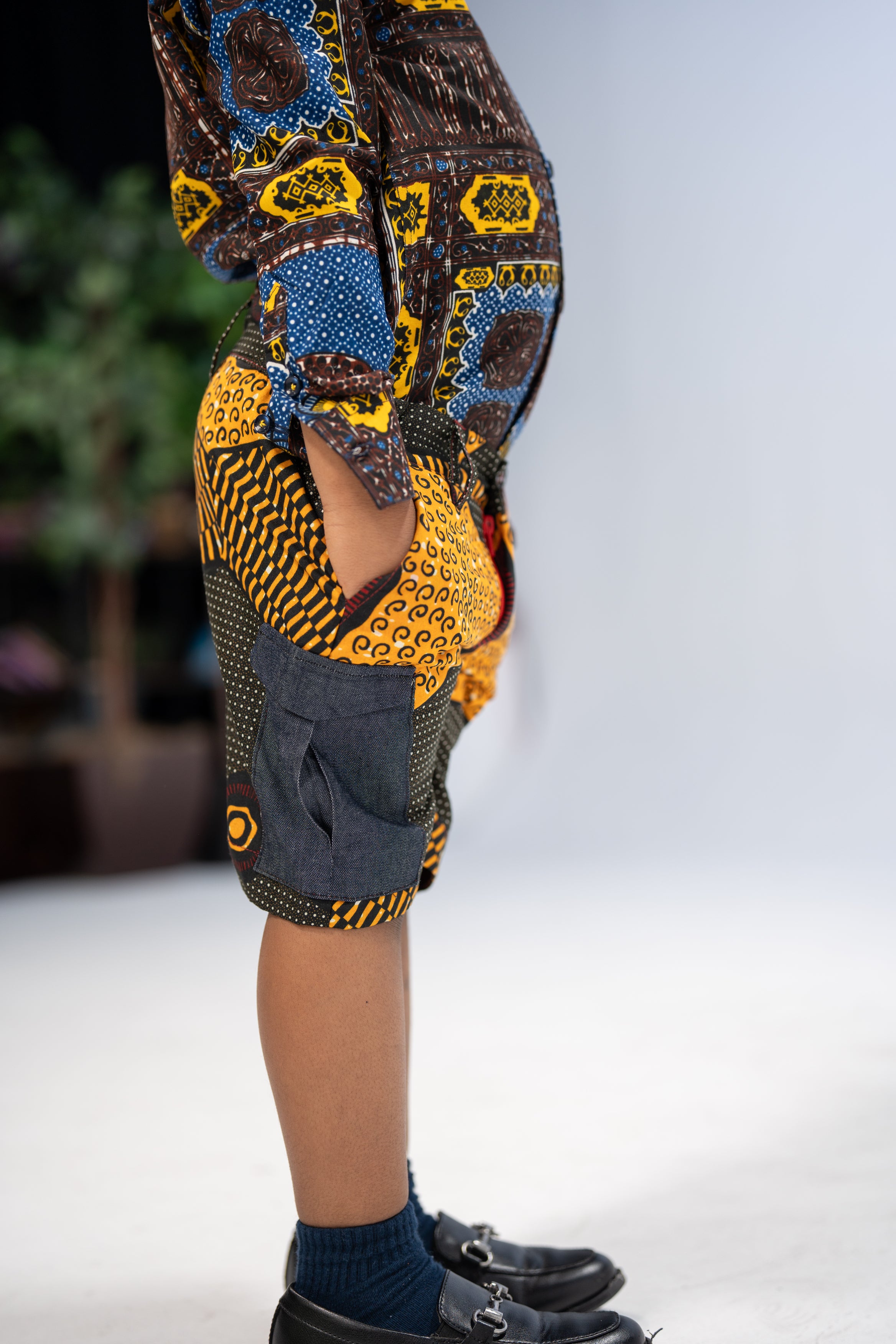 Dubem Kid's African Print Shorts (Print on Denim)