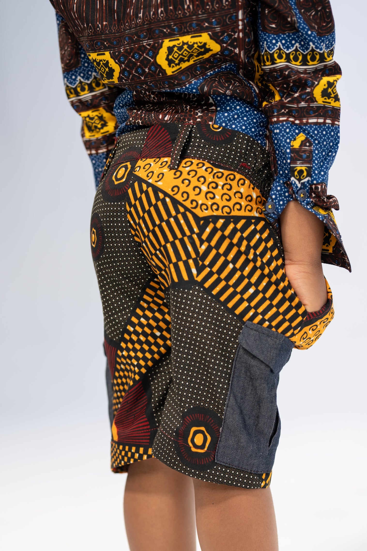 Dubem Kid's African Print Shorts (Print on Denim)