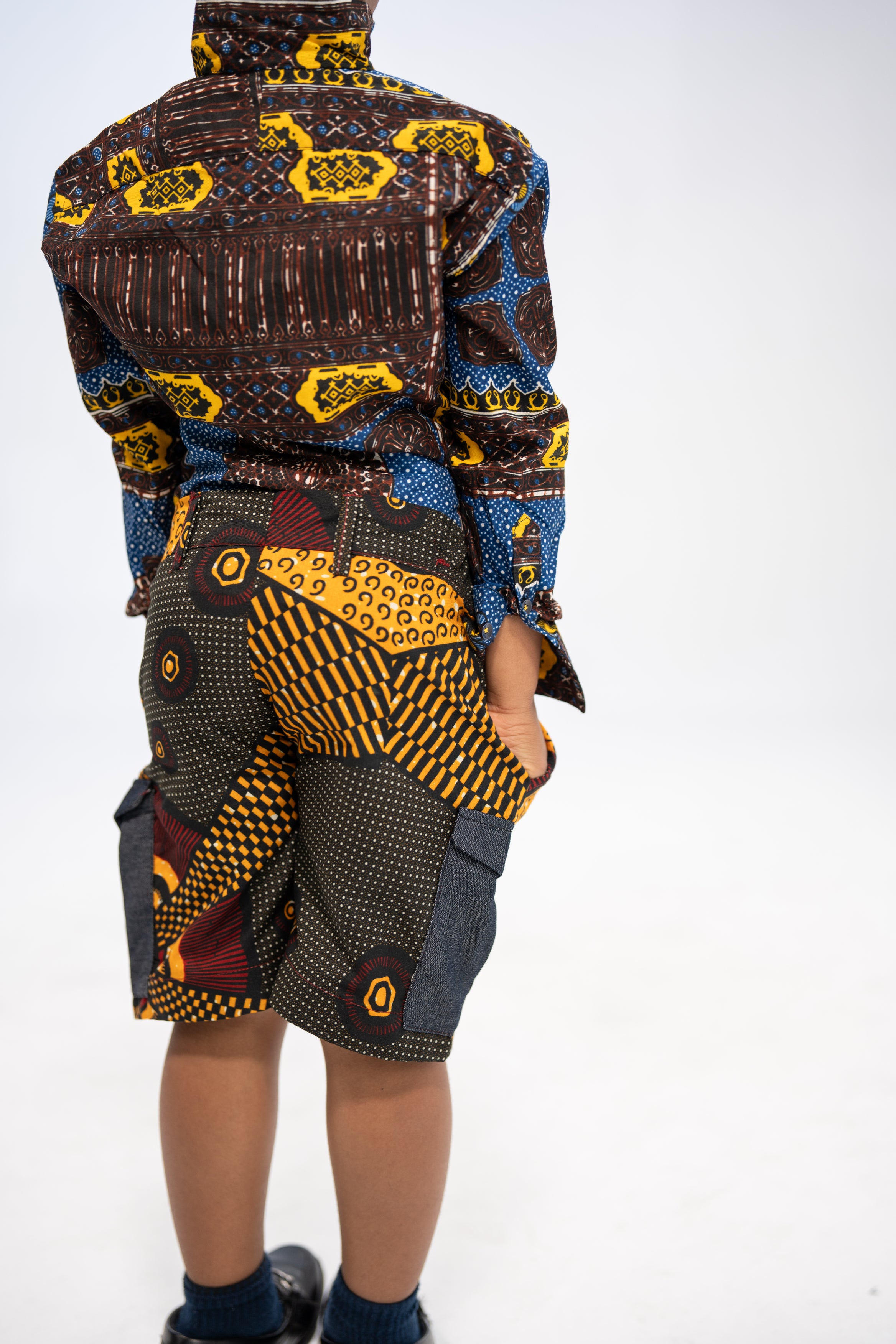 Dubem Kid's African Print Shorts (Print on Denim)