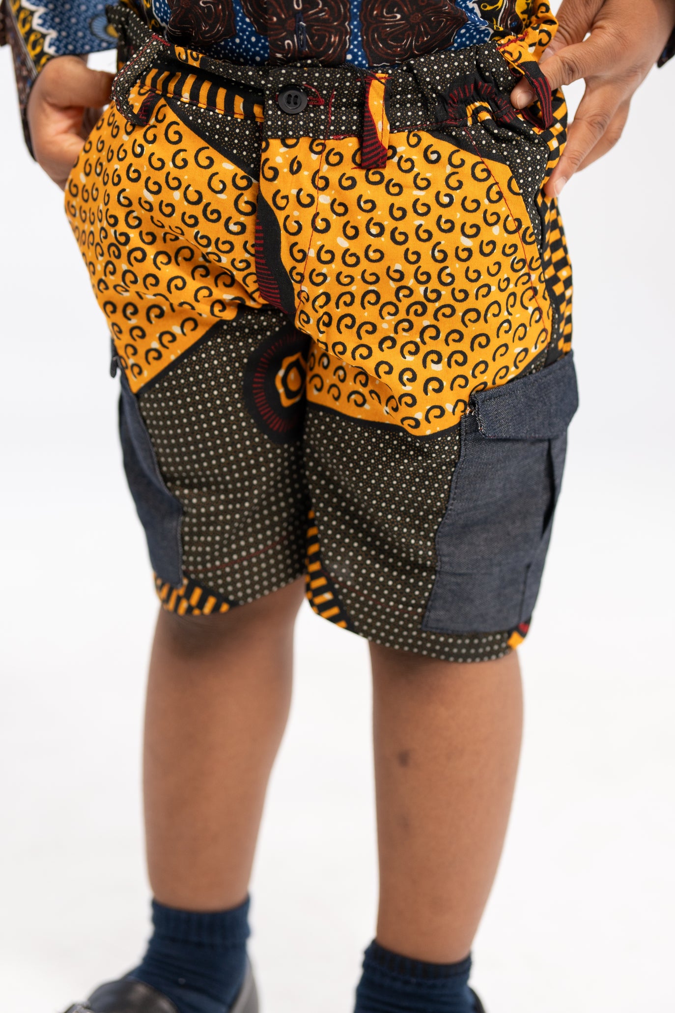 Dubem Kid's African Print Shorts (Print on Denim)