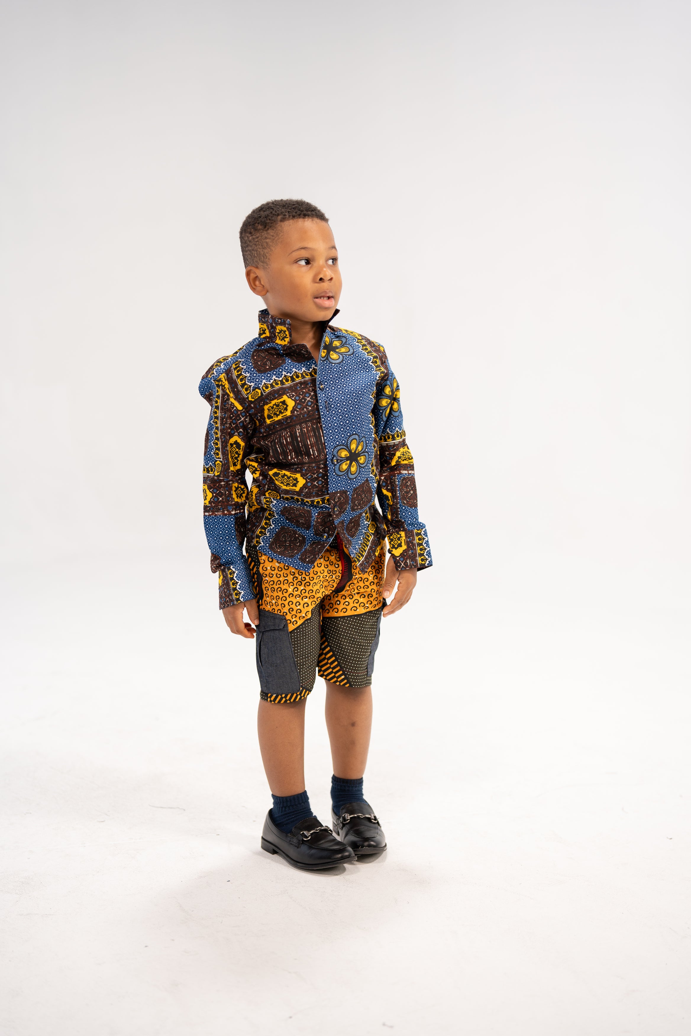 Dubem Kid's African Print Shorts (Print on Denim)