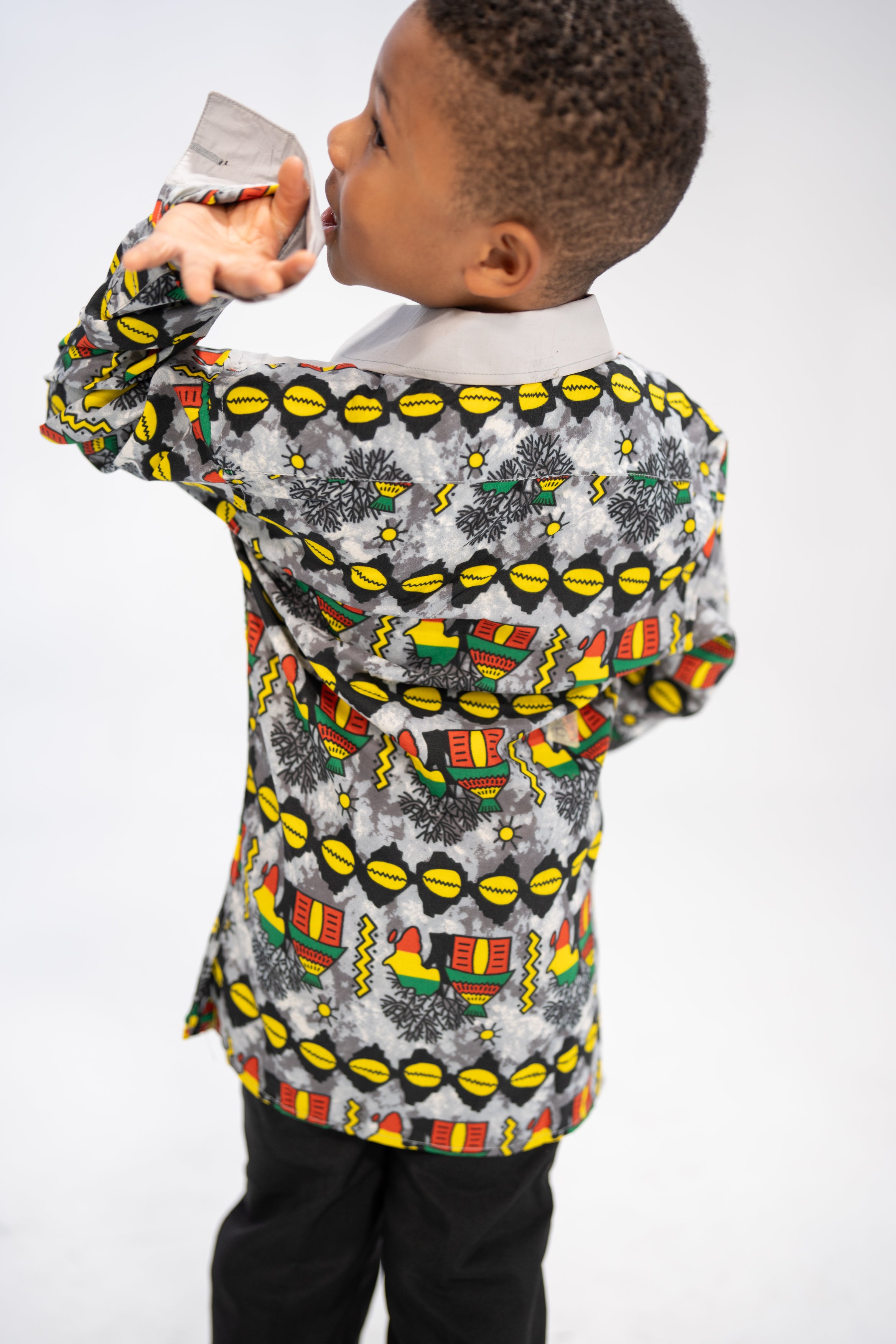 Anozie Heritage Patch Kid’s African Print Shirt (Print on cotton)