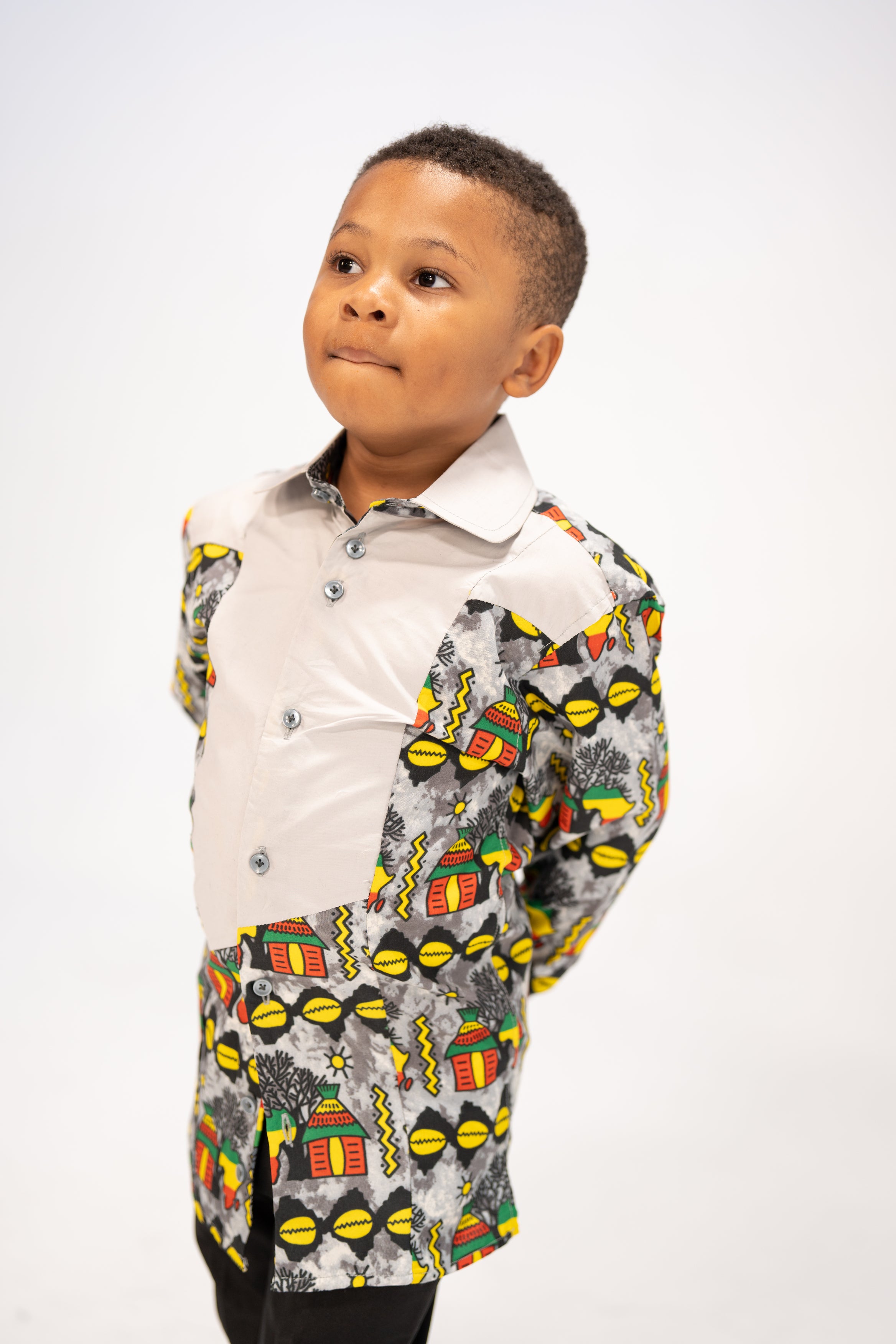 Anozie Heritage Patch Kid’s African Print Shirt (Print on cotton)