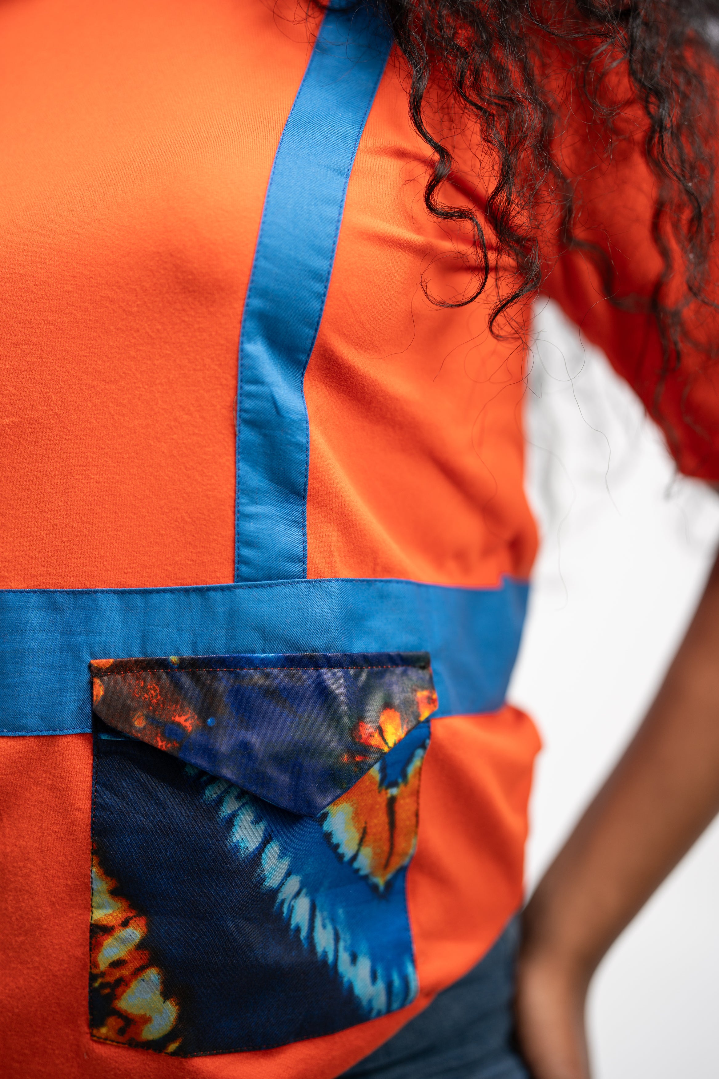 Anwuli Women's African Print Top (Sunset Adire)