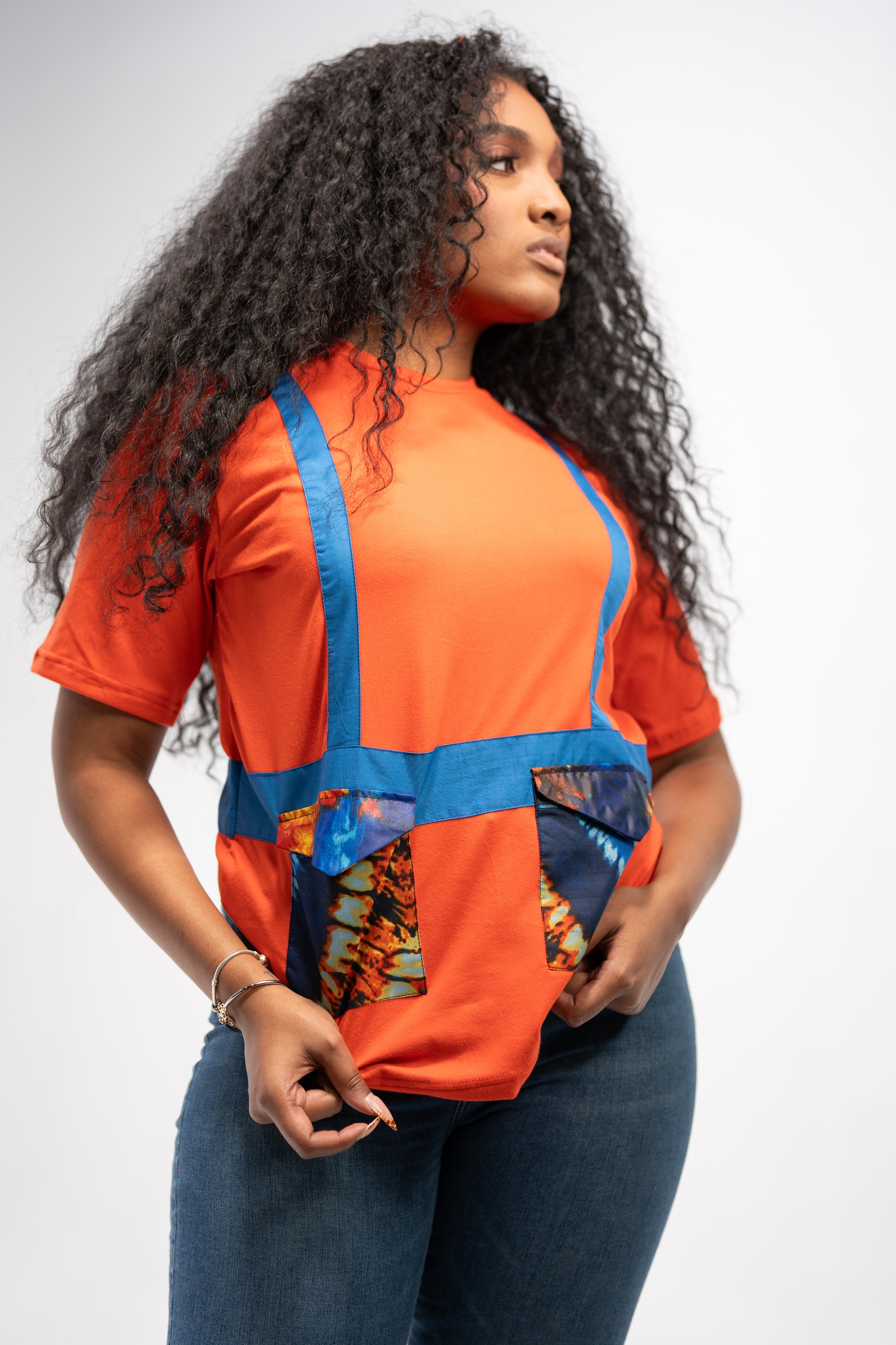 Anwuli Women's African Print Top (Sunset Adire)
