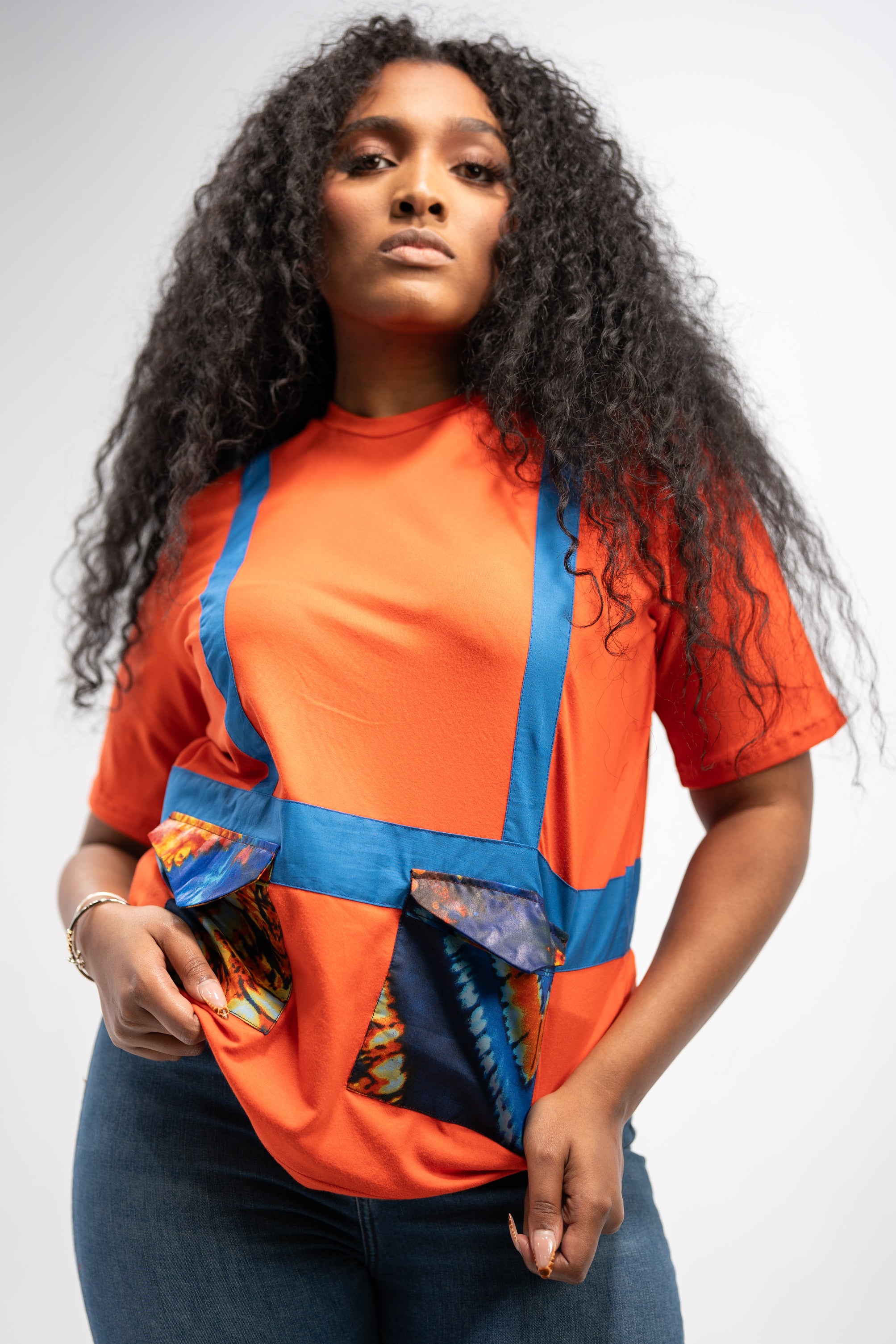 Anwuli Women's African Print Top (Sunset Adire)