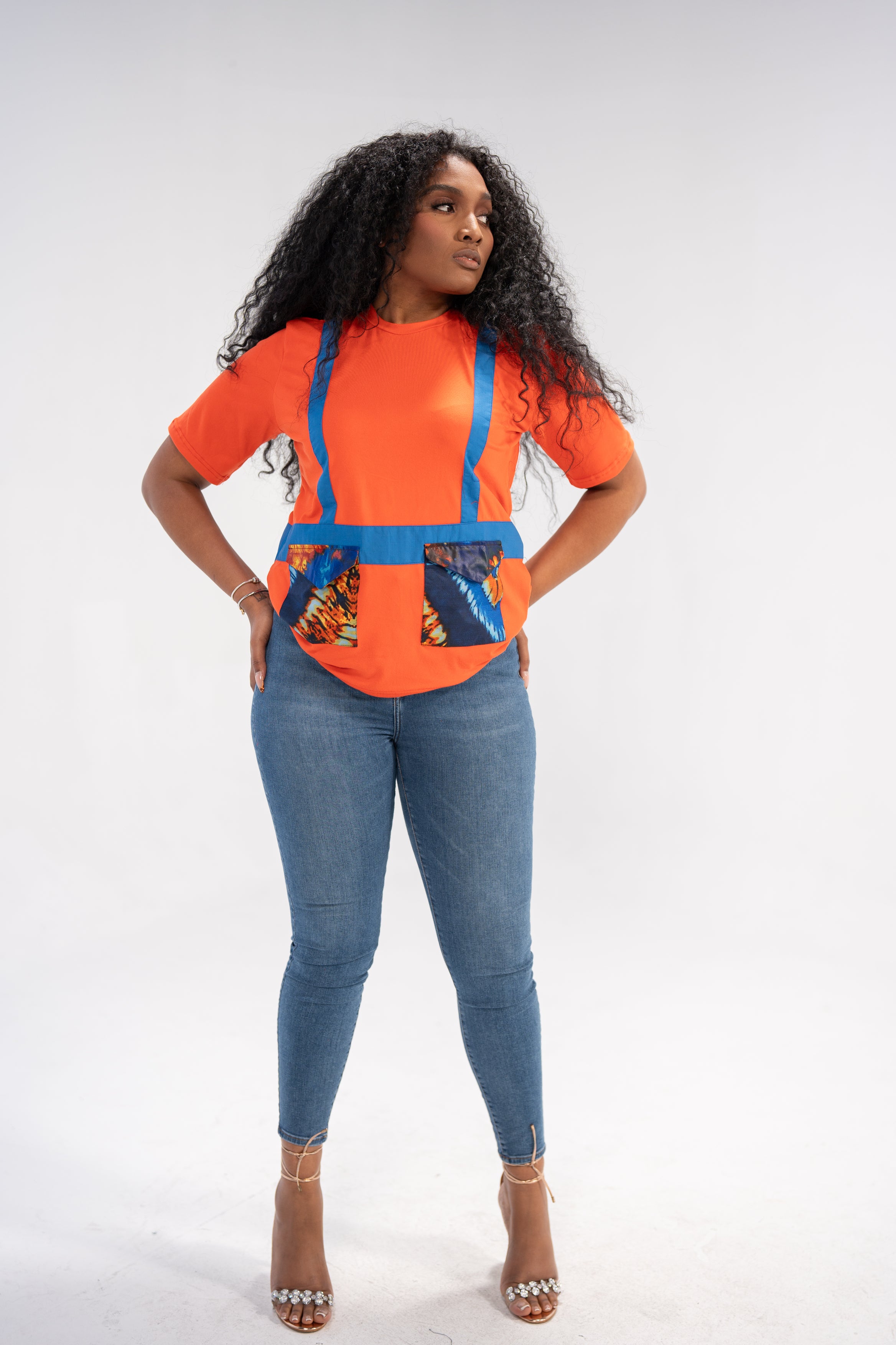 Anwuli Women's African Print Top (Sunset Adire)