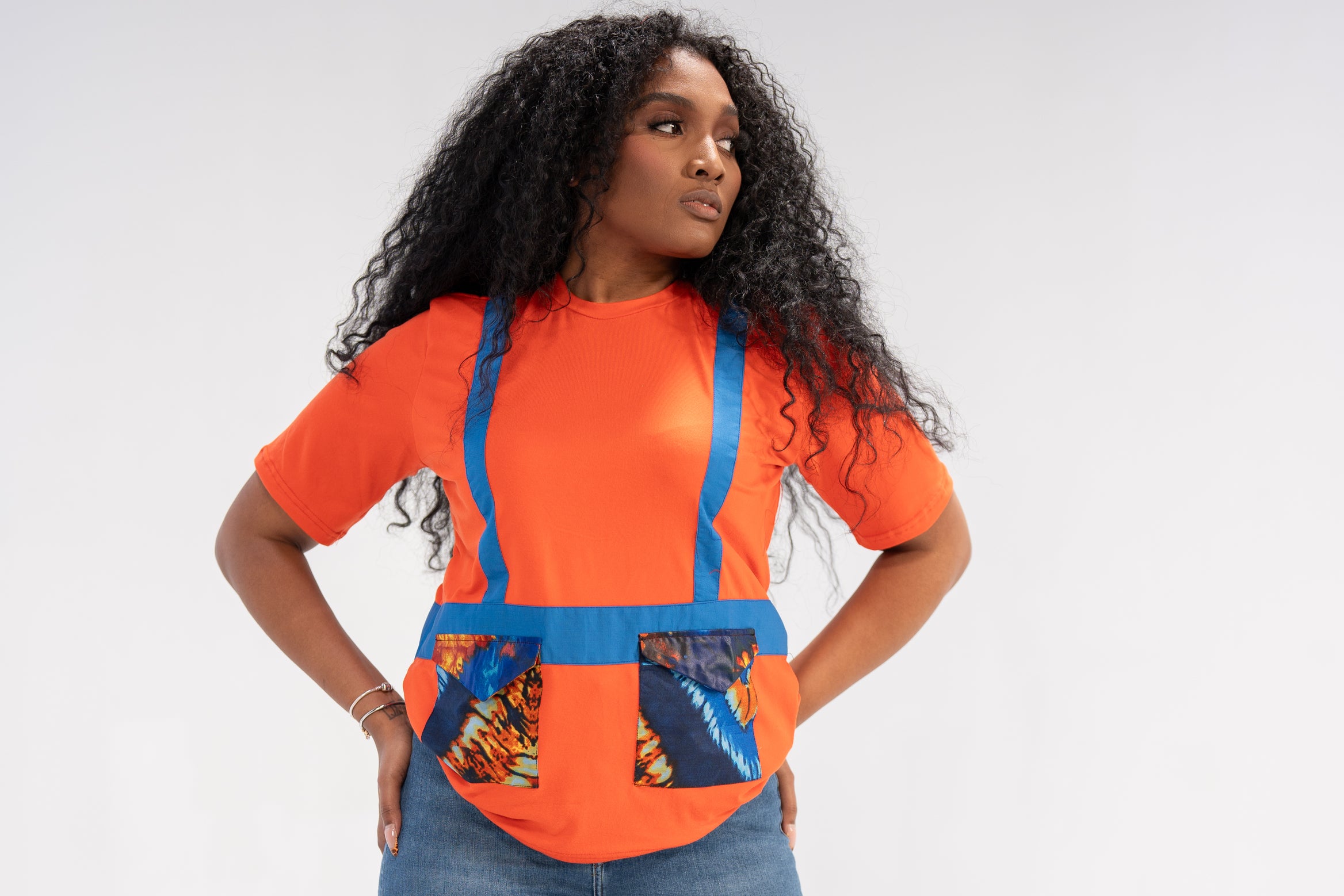 Anwuli Women's African Print Top (Sunset Adire)