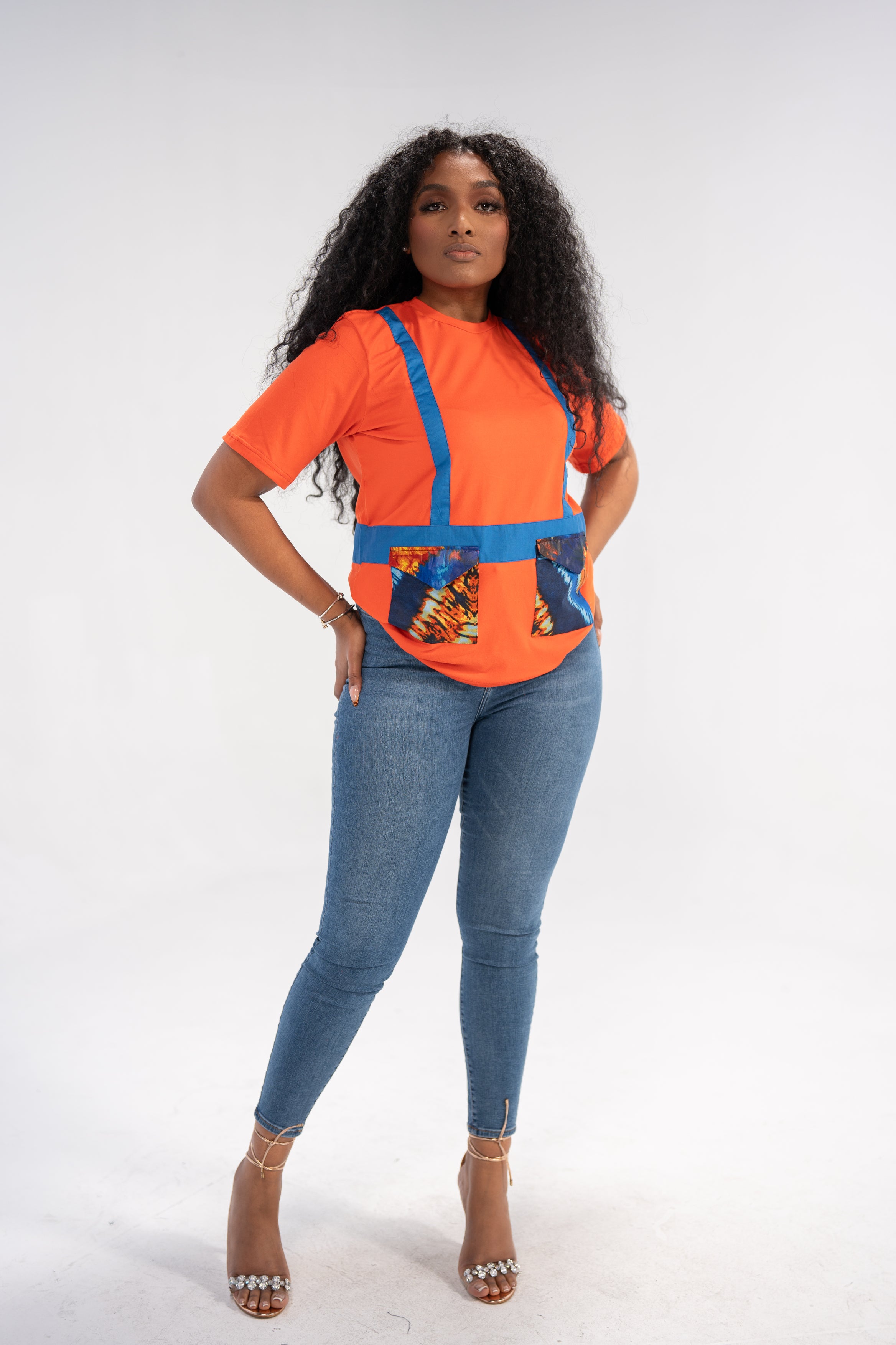 Anwuli Women's African Print Top (Sunset Adire)