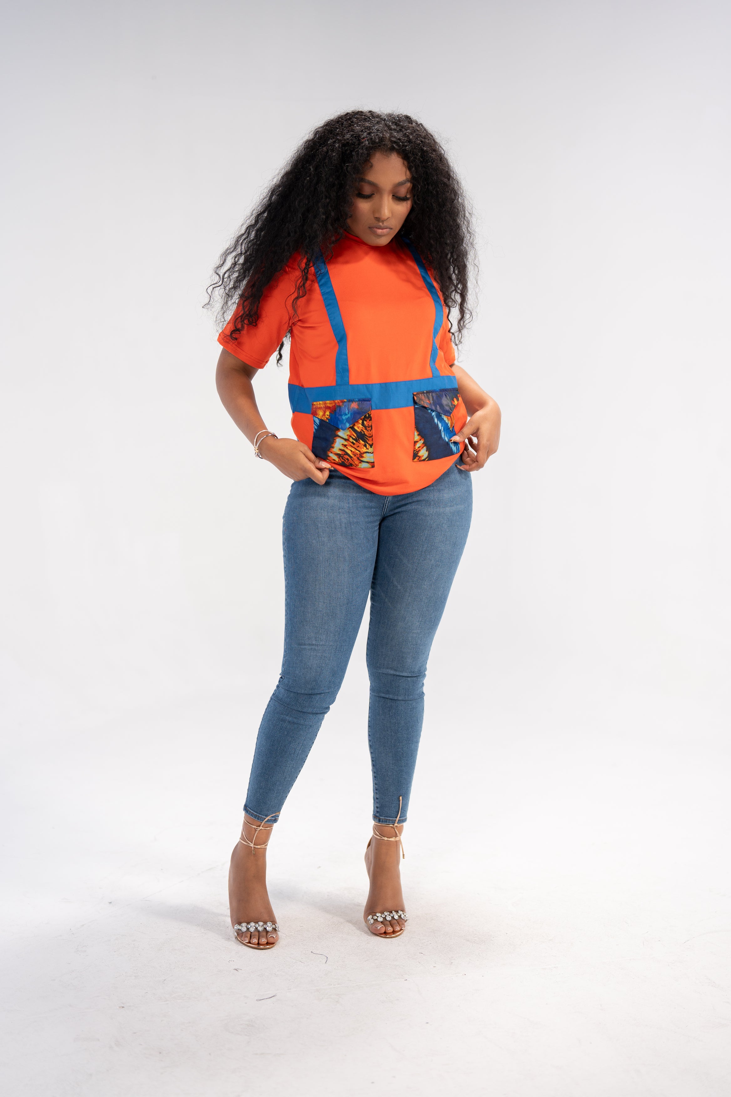 Anwuli Women's African Print Top (Sunset Adire)