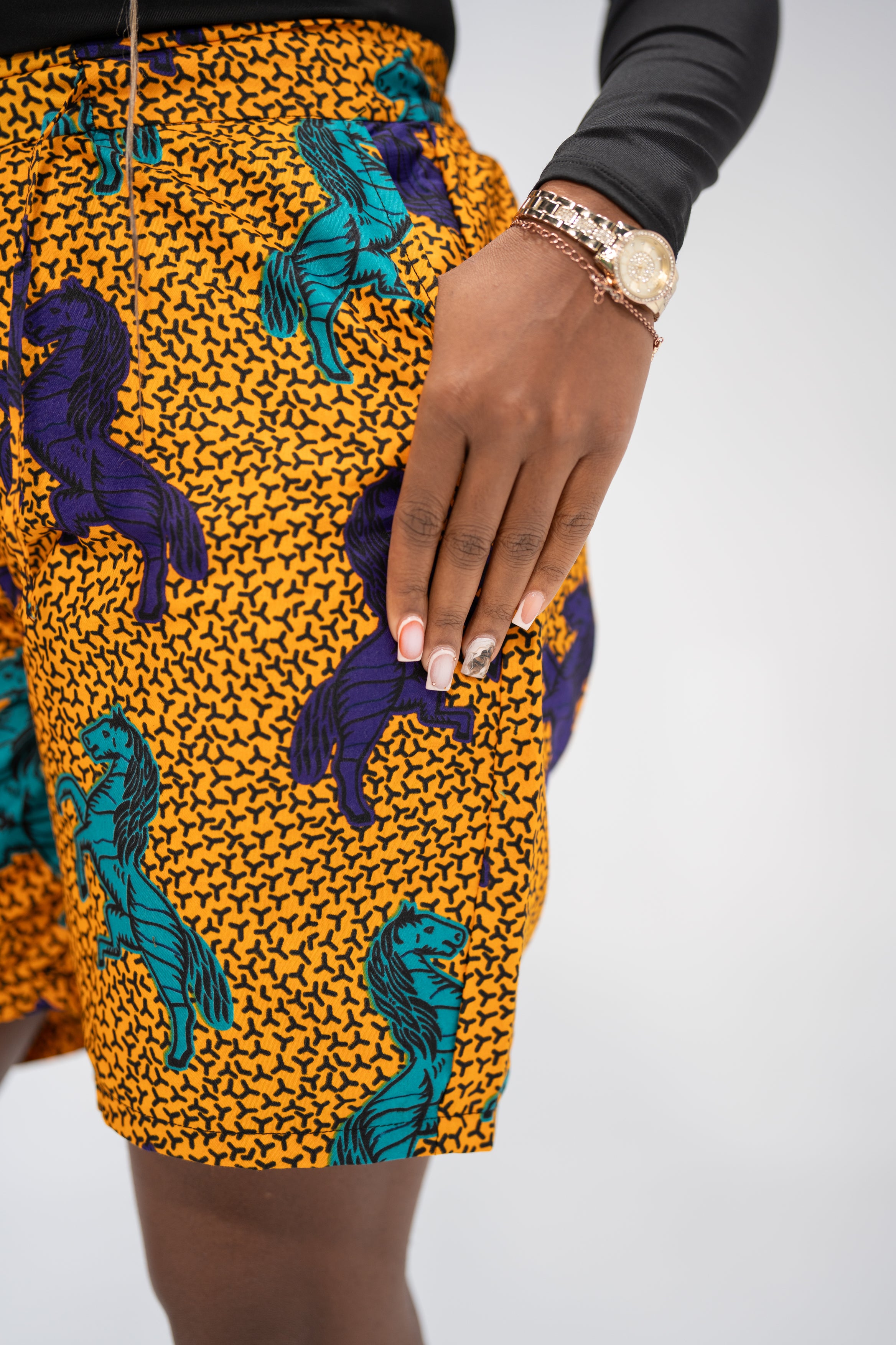 Munachi Essence High-Waist African Print Shorts (Ankara Print)