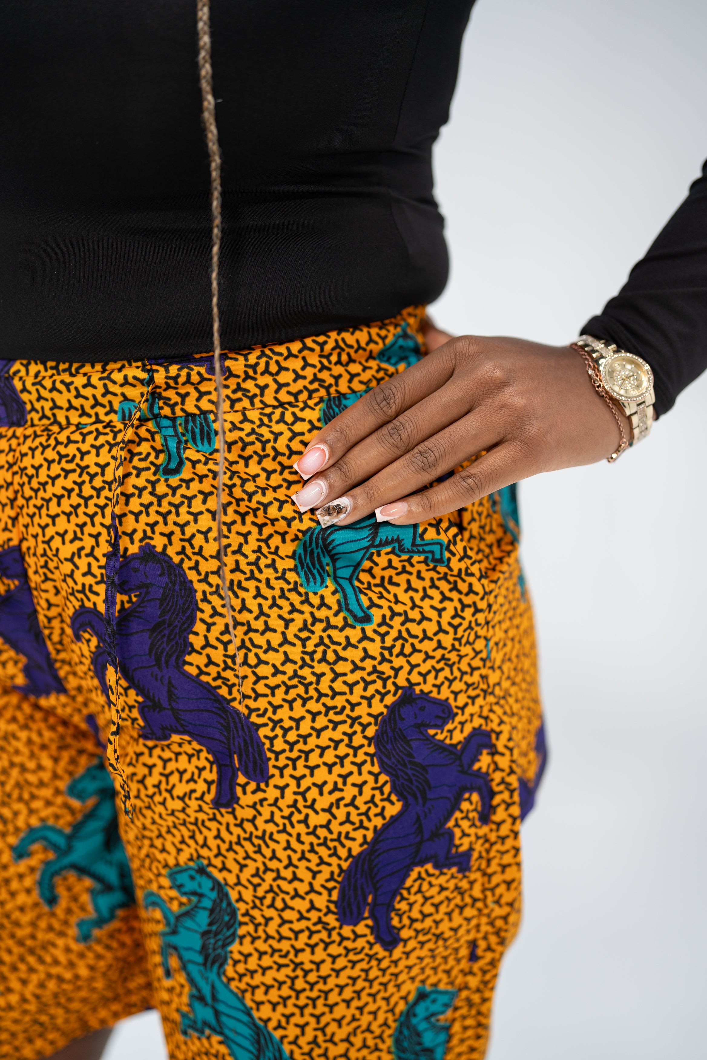 Munachi Essence High-Waist African Print Shorts (Ankara Print)