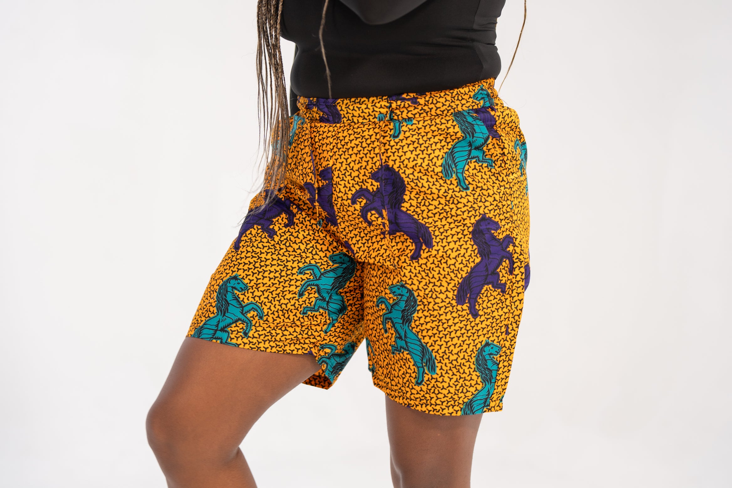 Munachi Essence High-Waist African Print Shorts (Ankara Print)