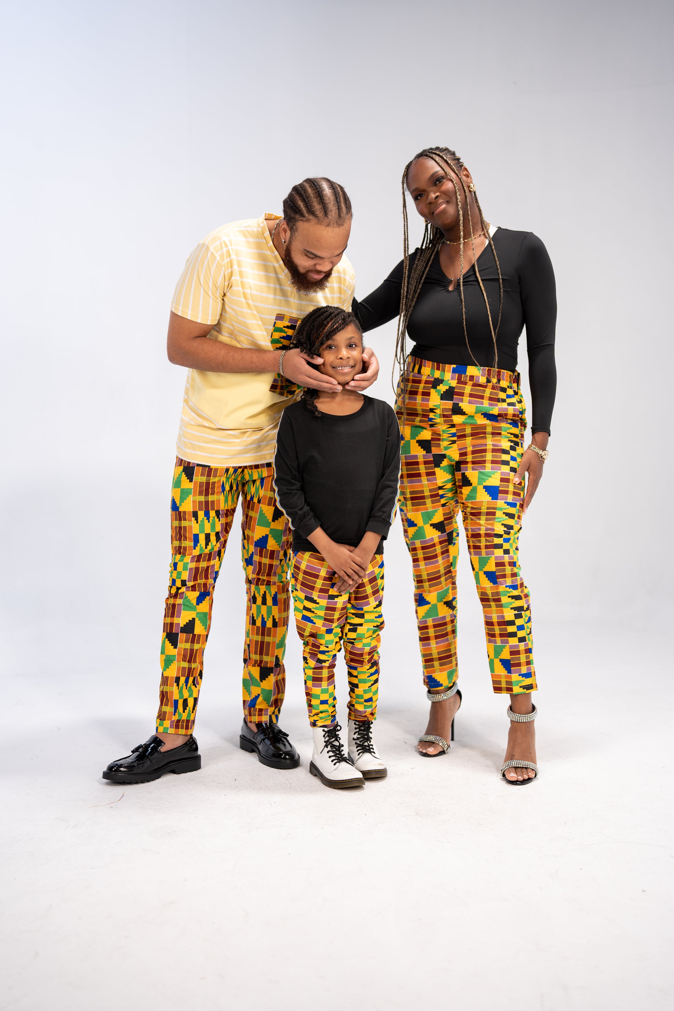 African Print Pants Combo (Yellow Green Kente)- Family Collection