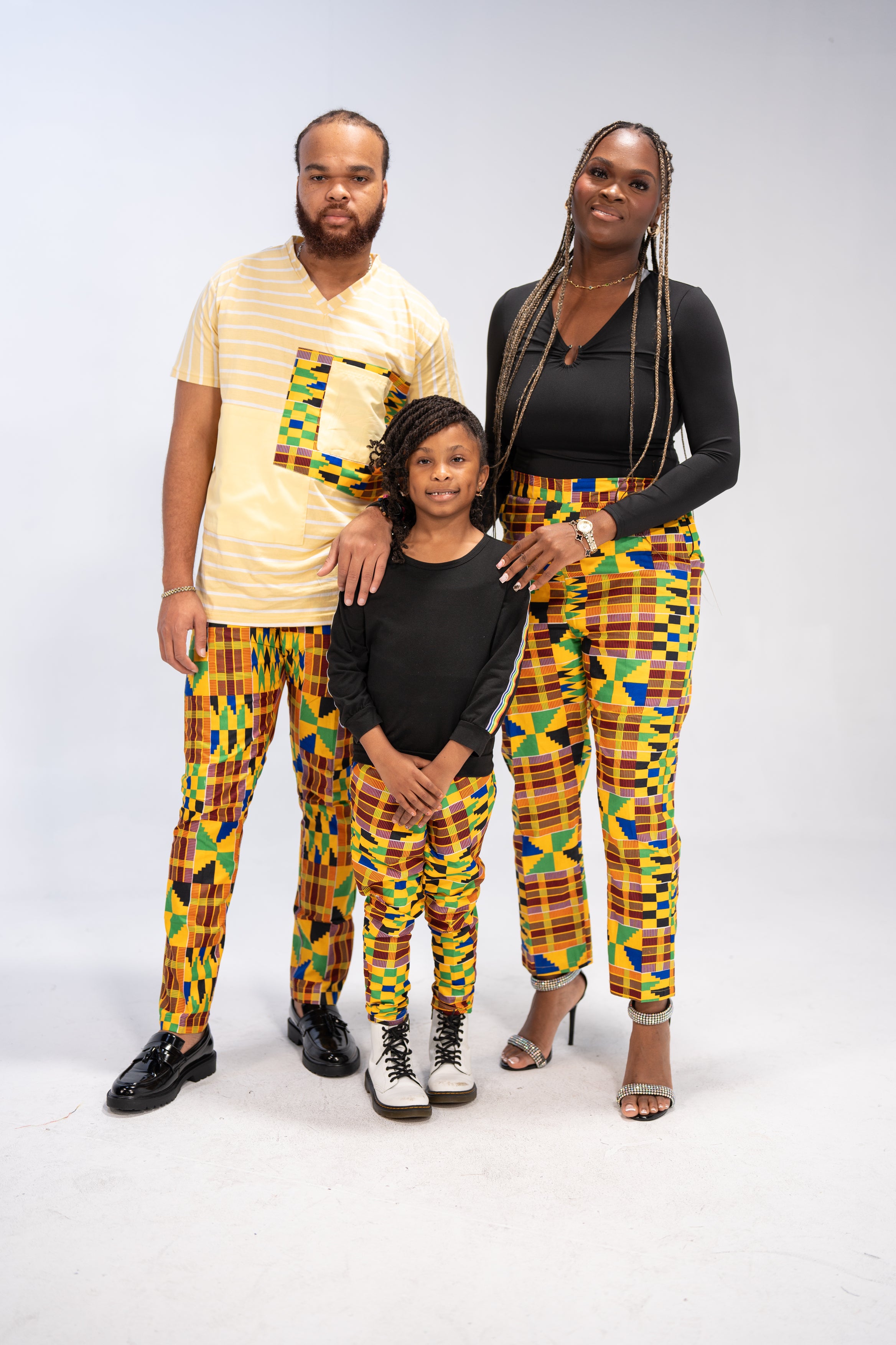 African Print Pants Combo (Yellow Green Kente)- Family Collection