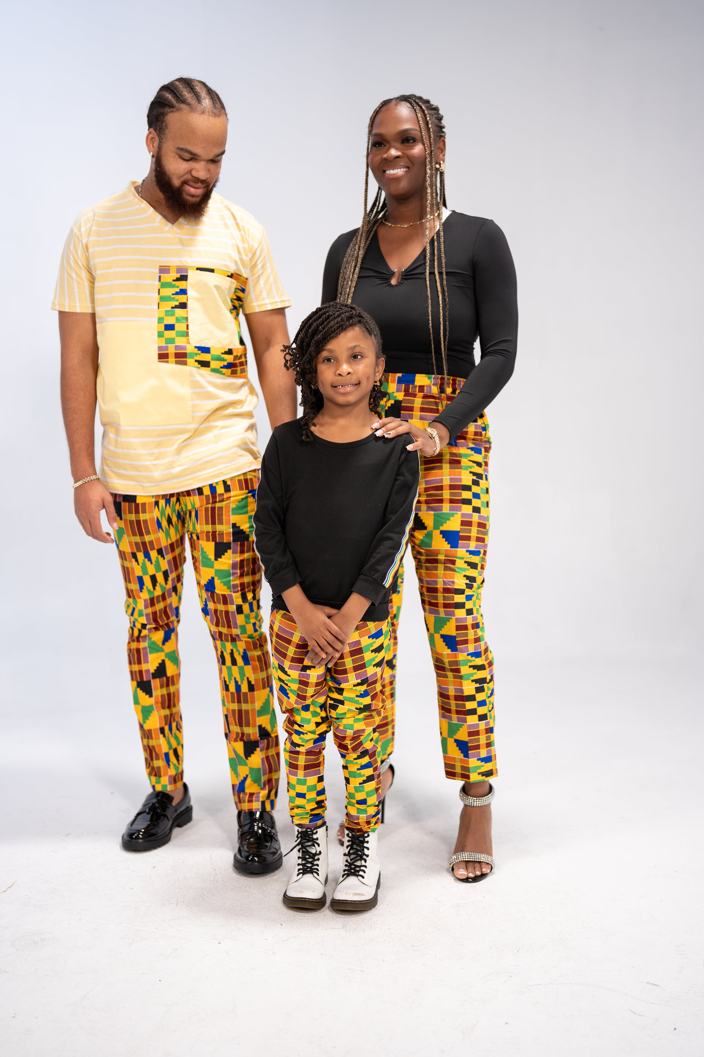 African Print Pants Combo (Yellow Green Kente)- Family Collection
