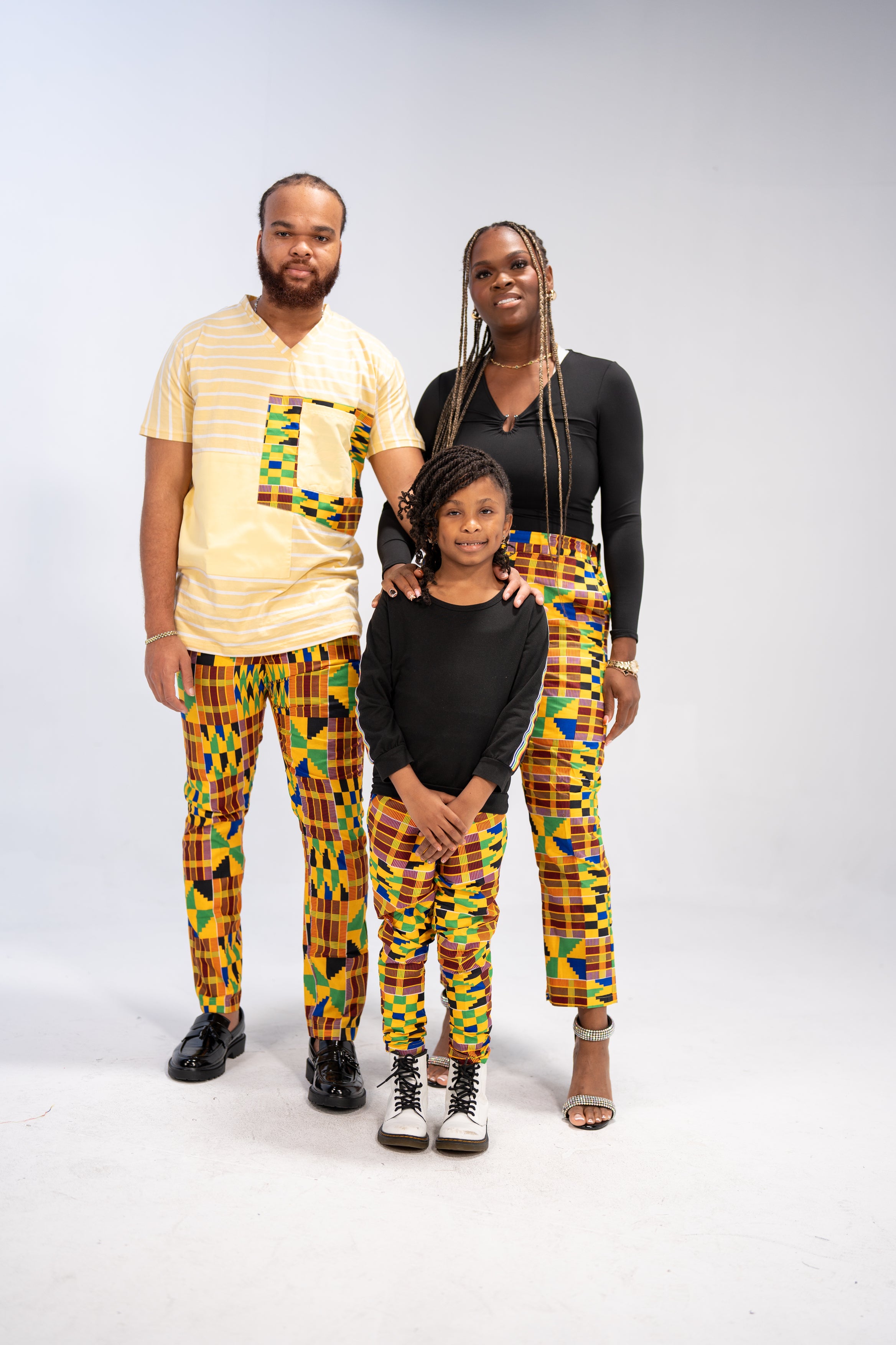 African Print Pants Combo (Yellow Green Kente)- Family Collection