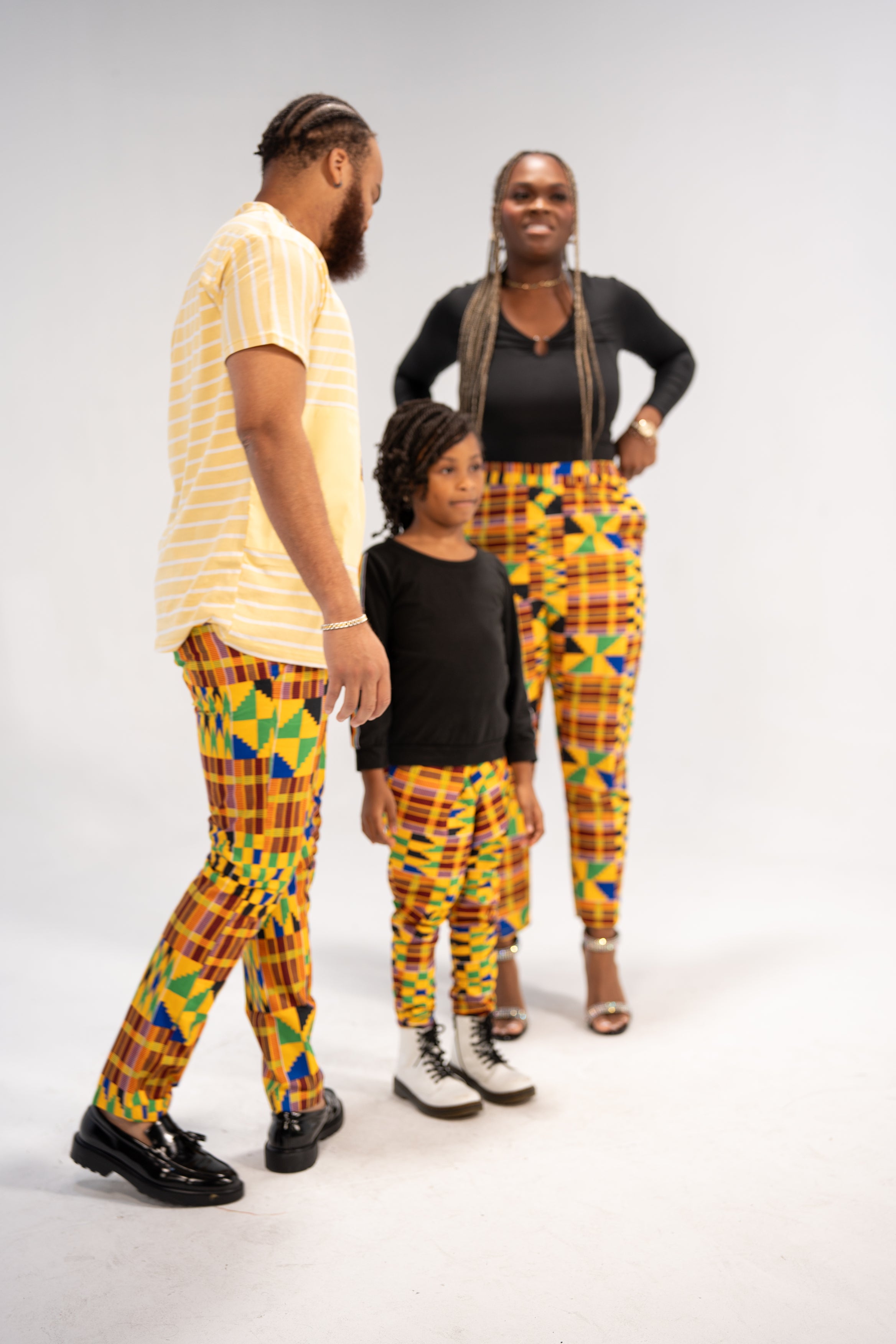 African Print Pants Combo (Yellow Green Kente)- Family Collection