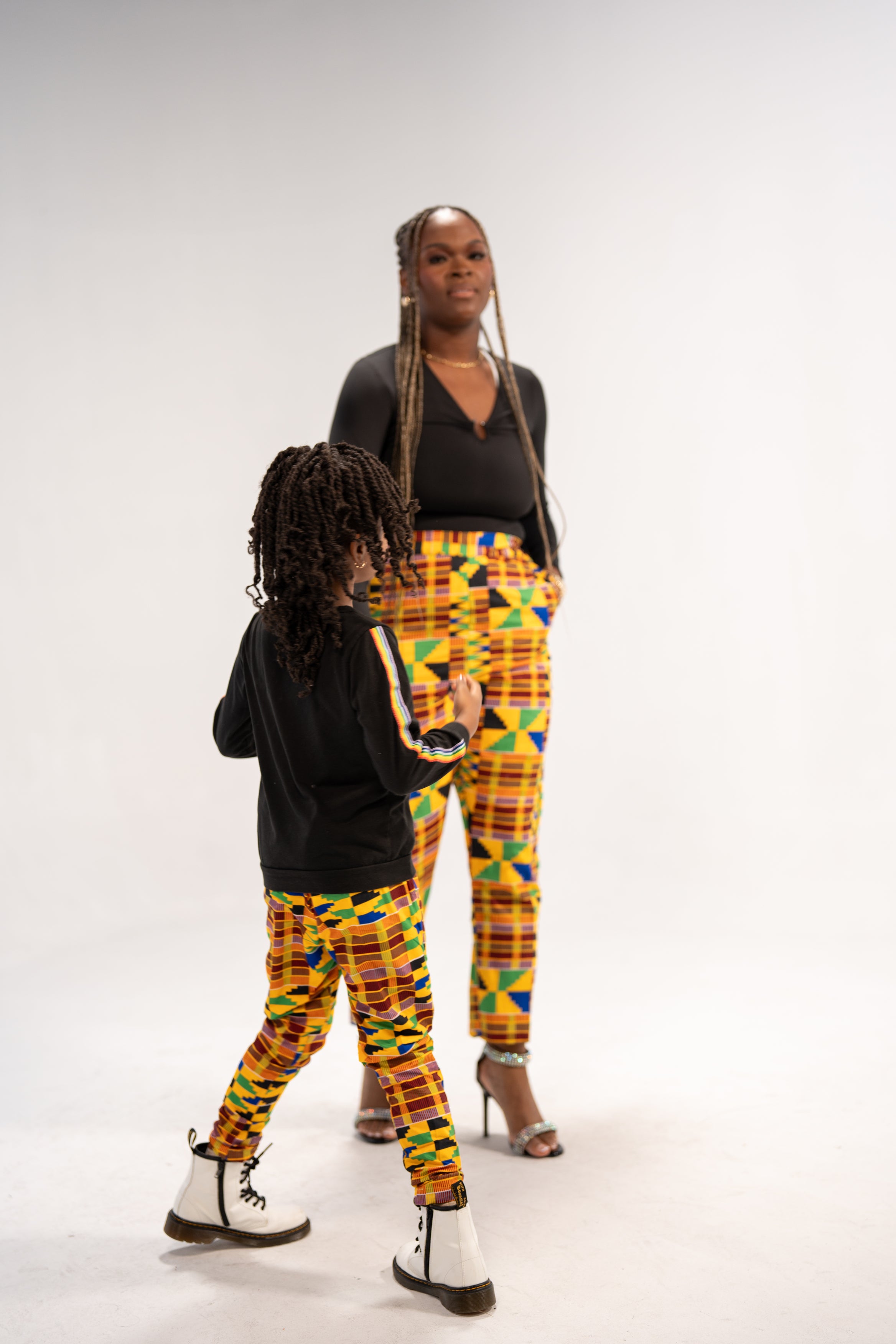 African Print Pants Combo (Yellow Green Kente)- Family Collection