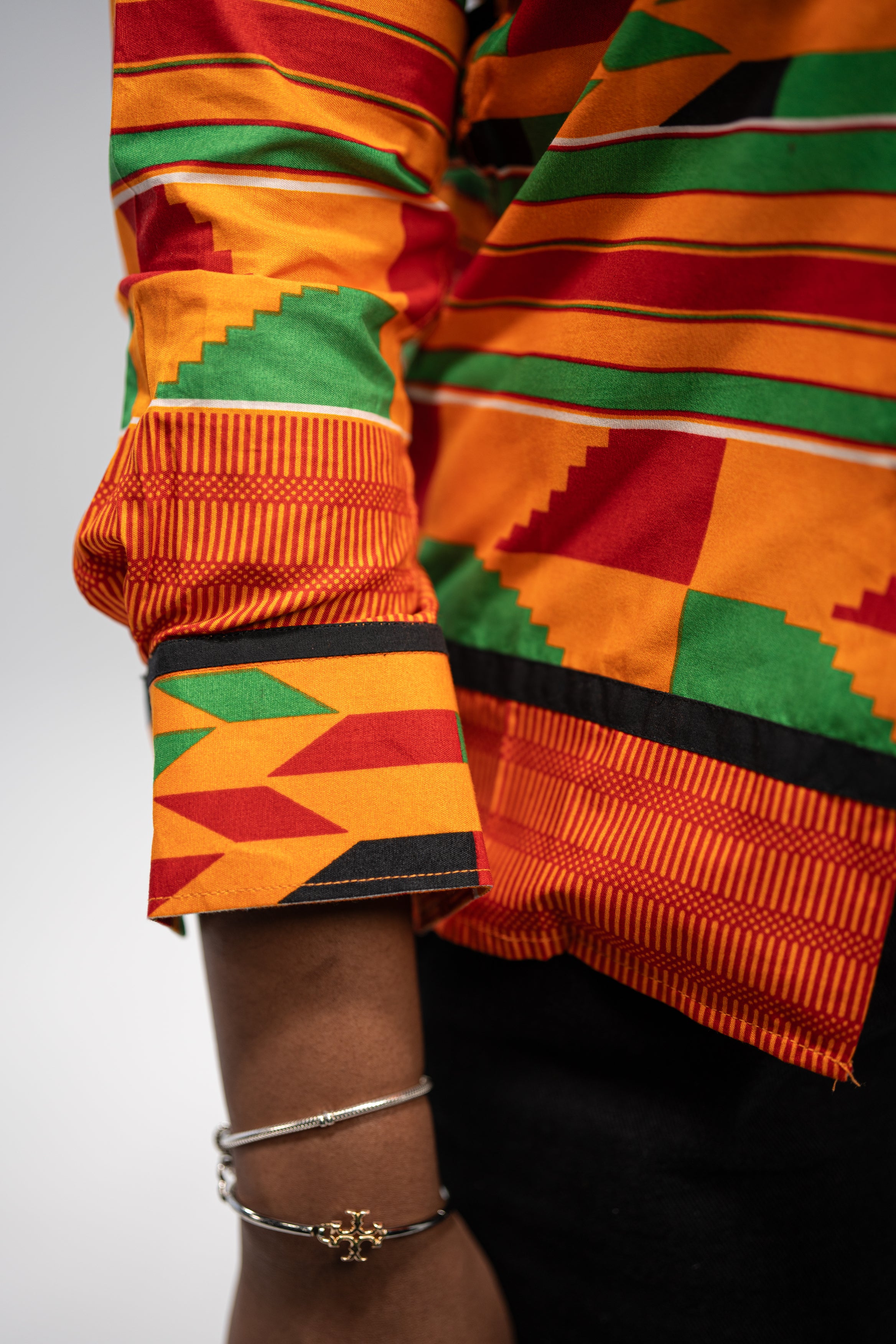 Ginika Women's African Print Jacket (Yellow Green Kente)