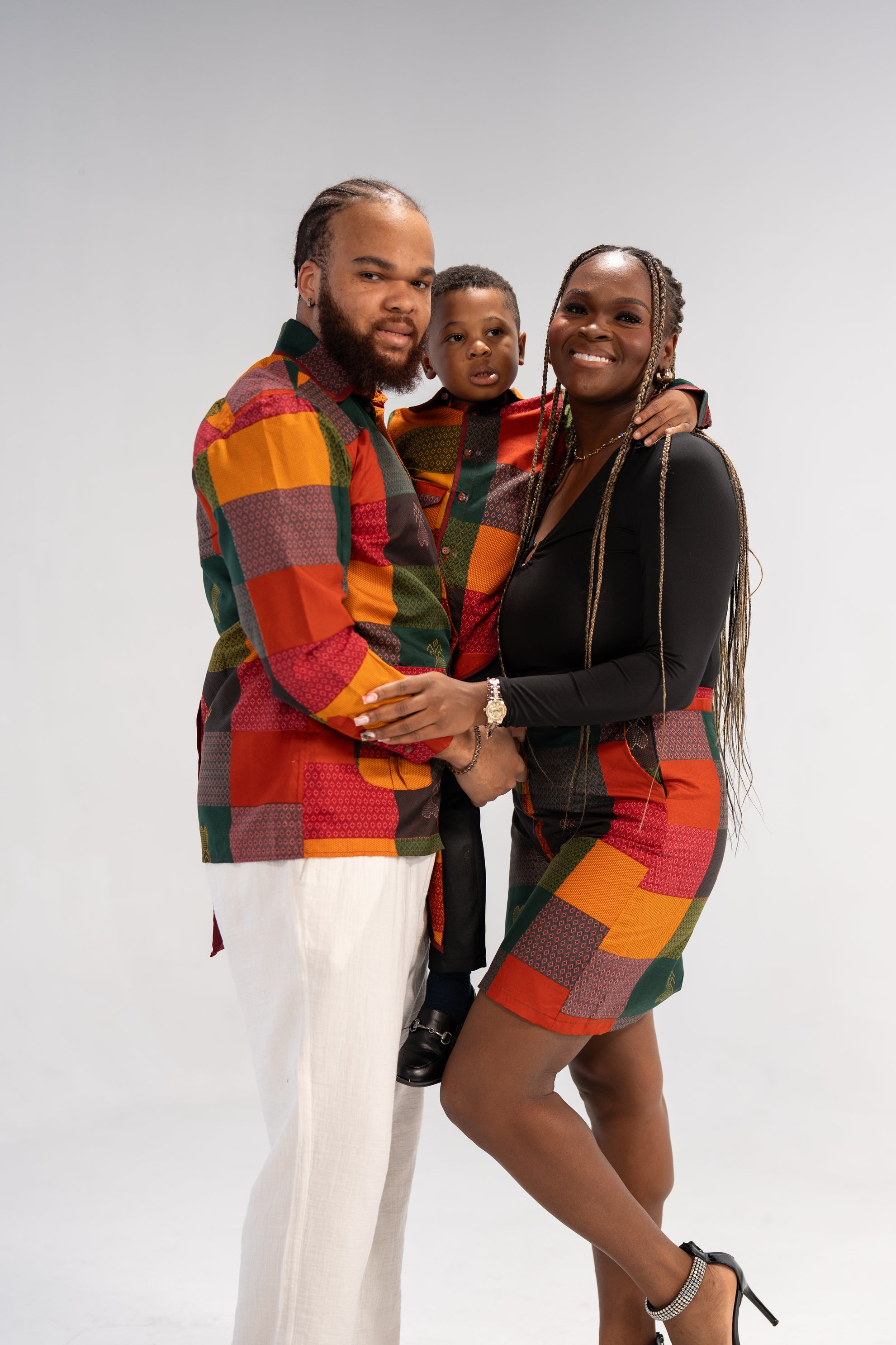 Adinkra African Print Shirt and Shorts combo (Earthy Geometric)-Family Collection