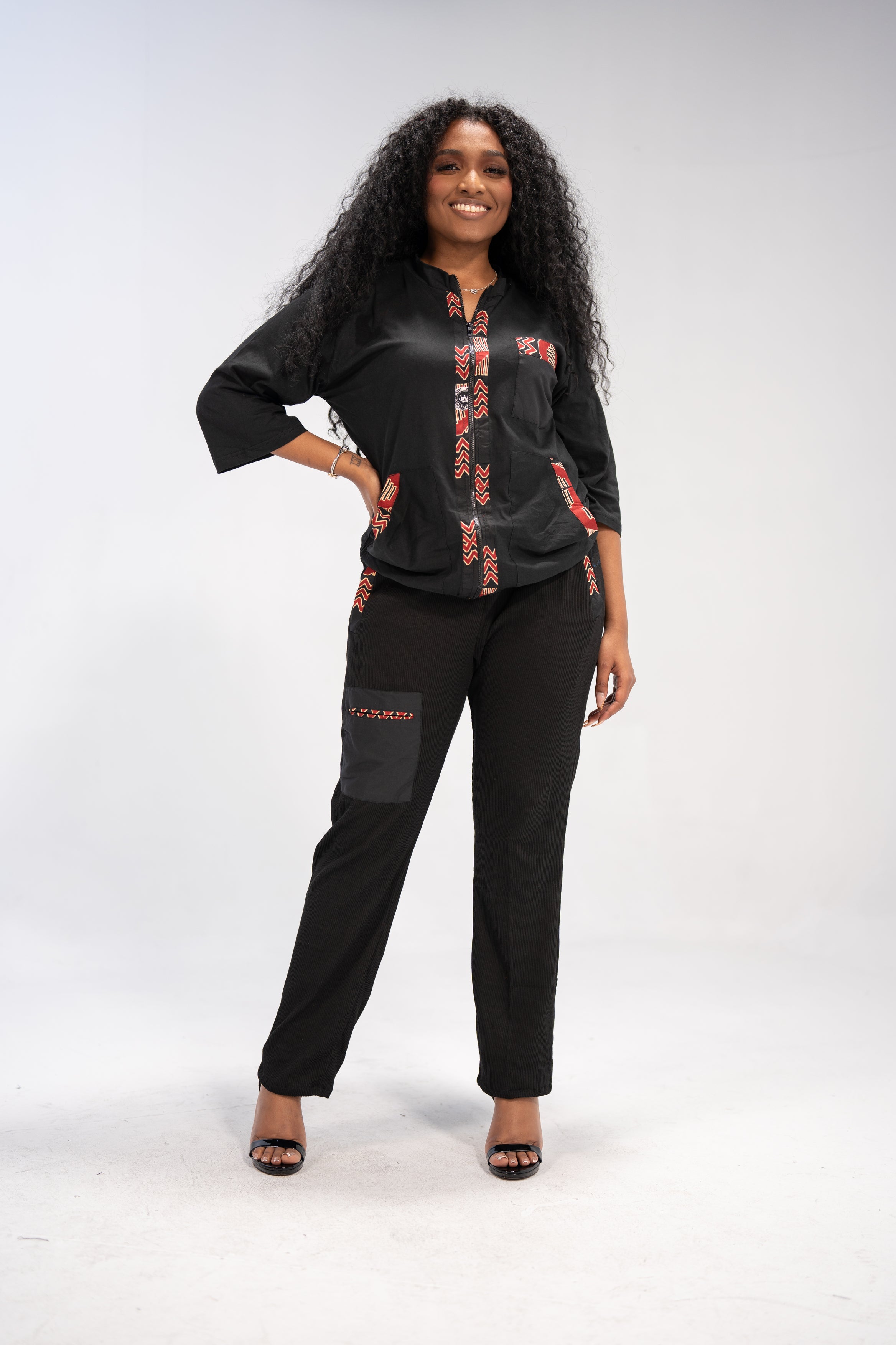 Oluchi Women's African Print Top and Pant ( Mudcloth on Cotton)