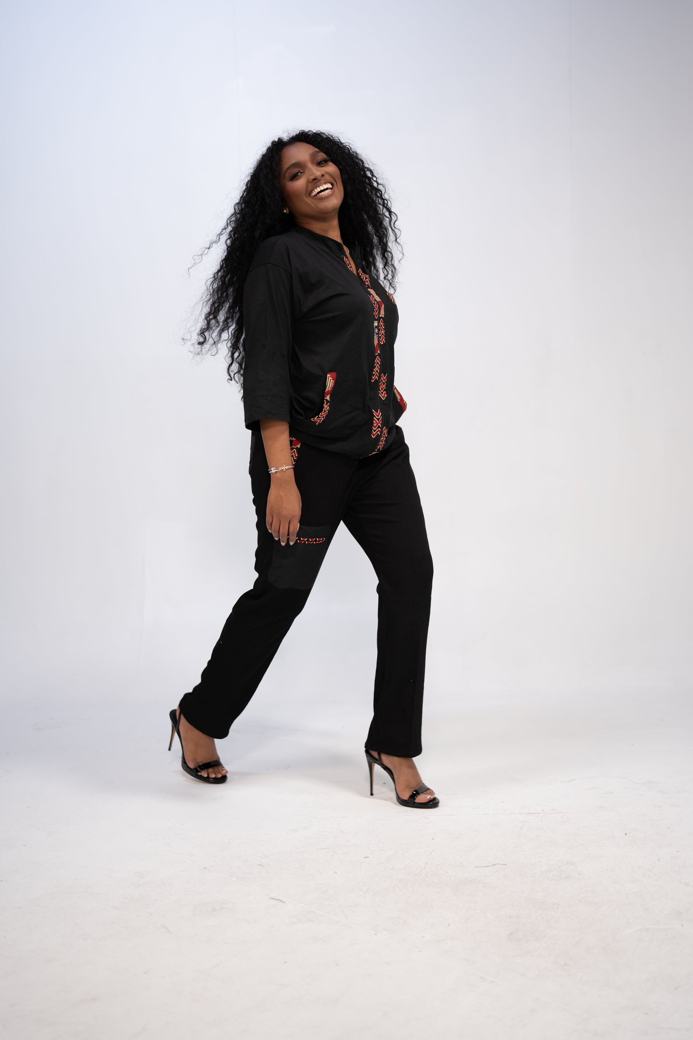 Oluchi Women's African Print Top and Pant ( Mudcloth on Cotton)