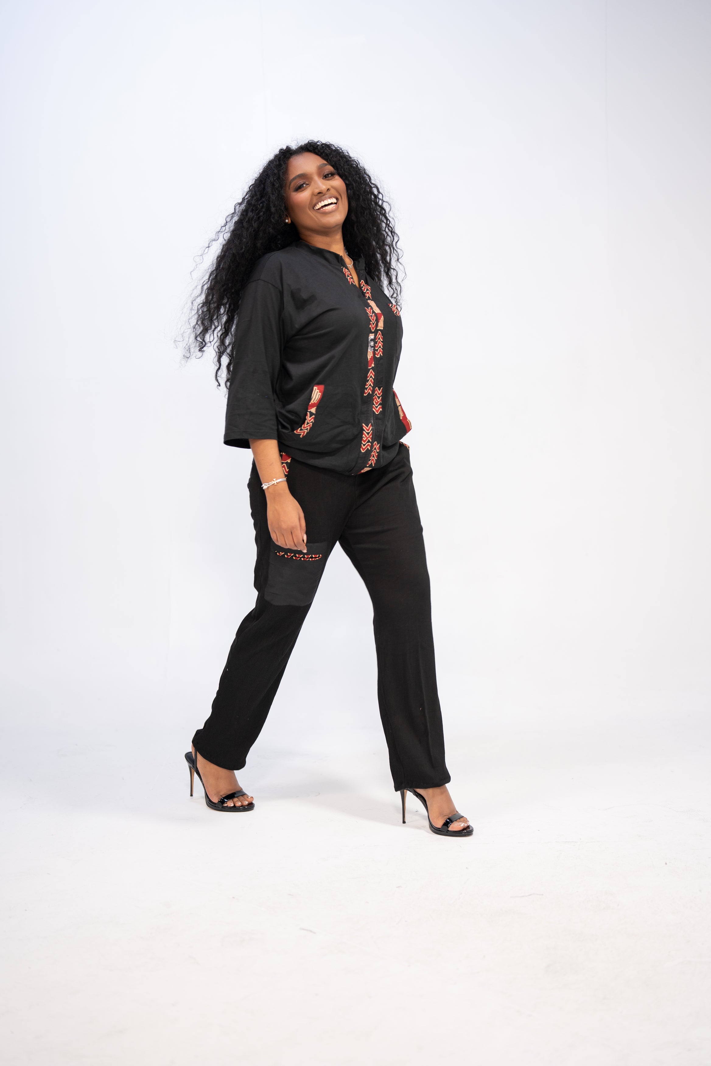 Oluchi Women's African Print Top and Pant ( Mudcloth on Cotton)