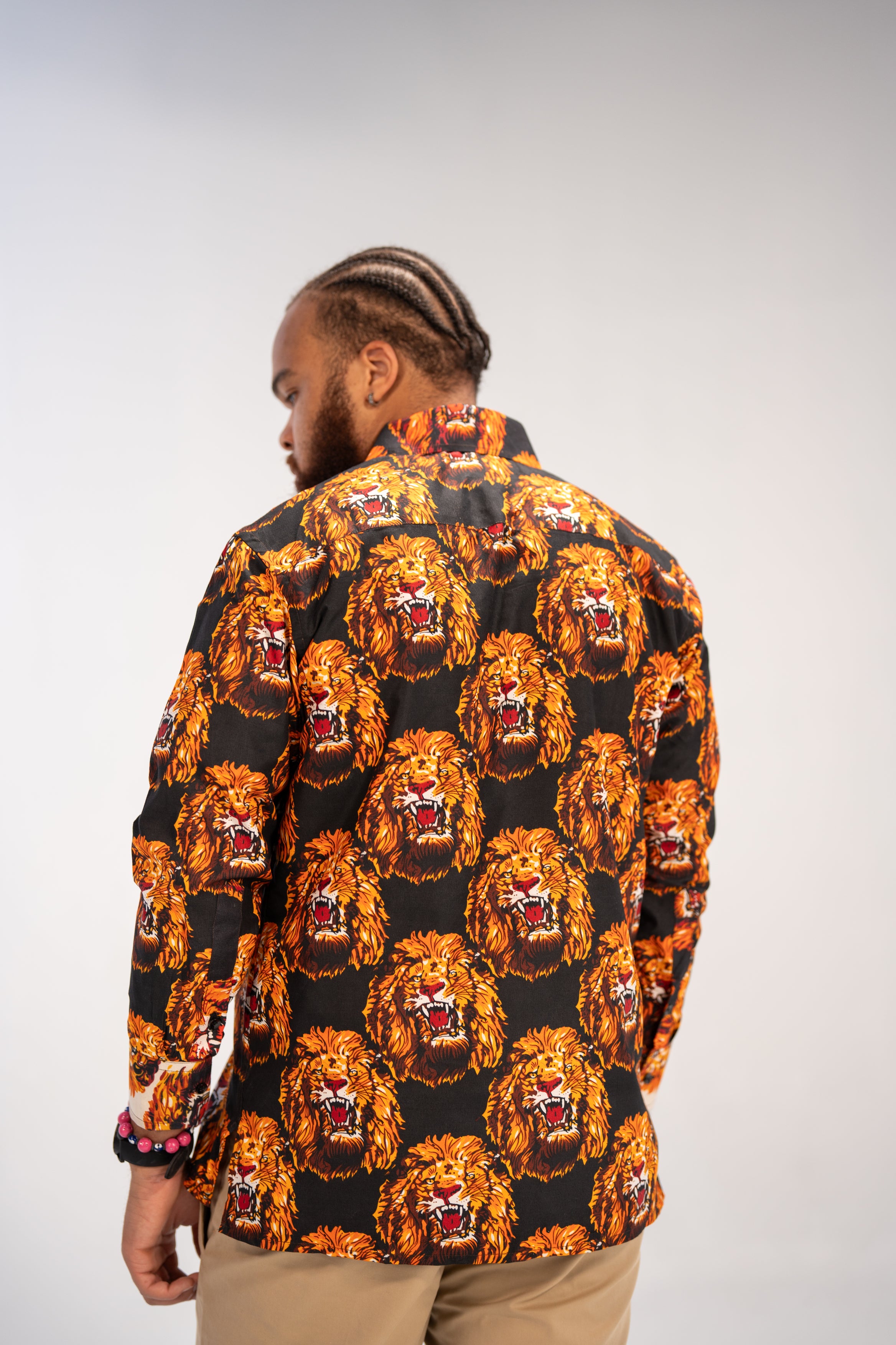 Isiagu Men's African Print Shirt (Red Tribal)