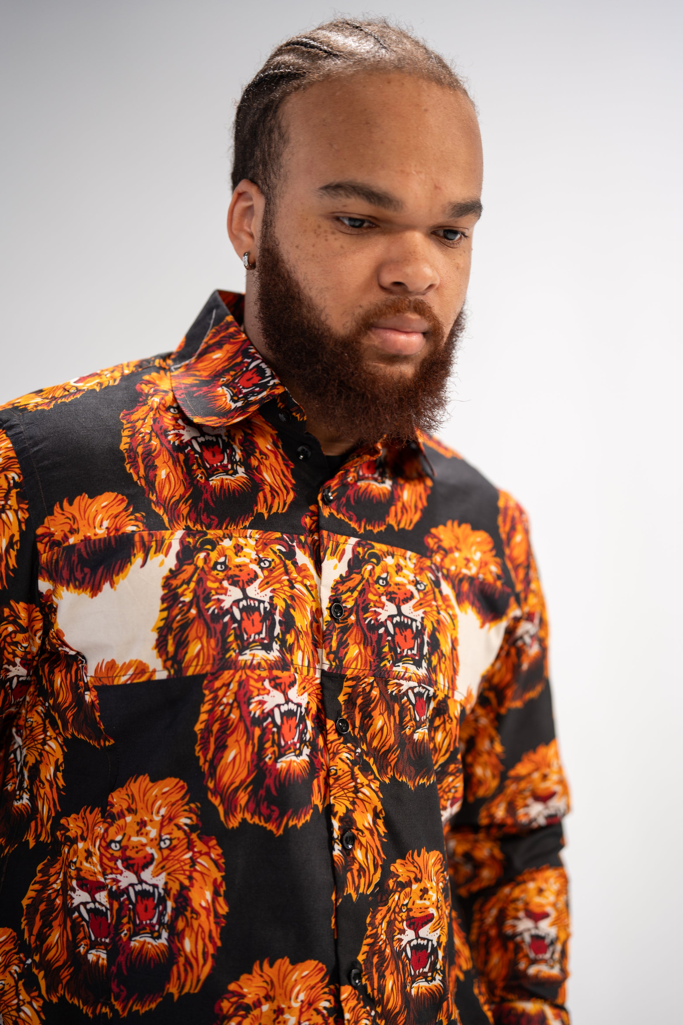 Isiagu Men's African Print Shirt (Red Tribal)