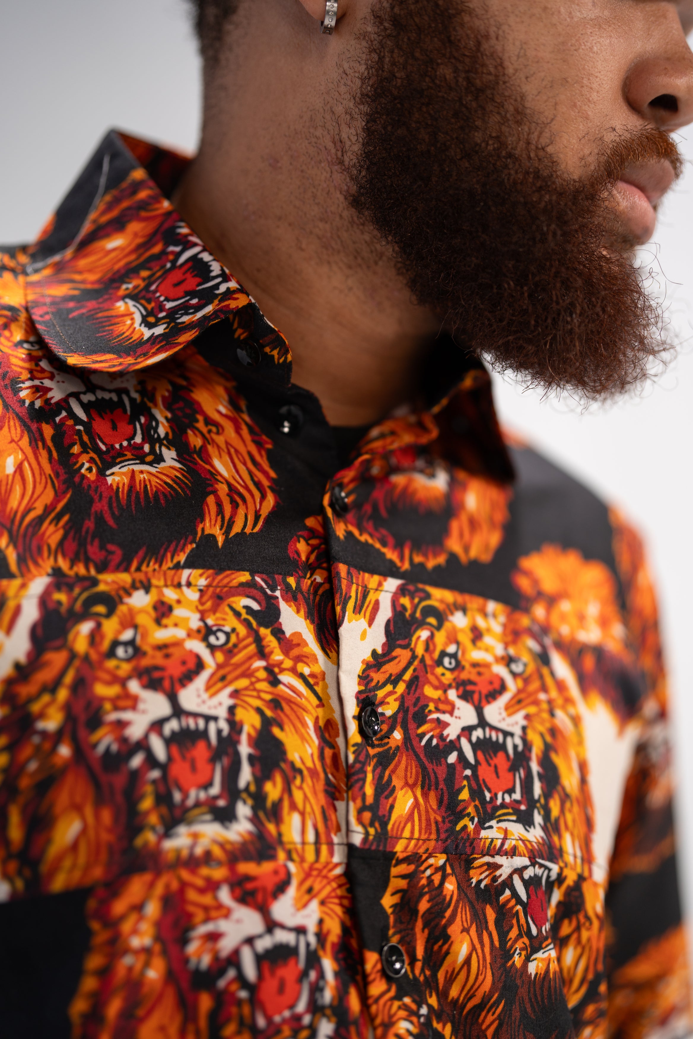 Isiagu Men's African Print Shirt (Red Tribal)