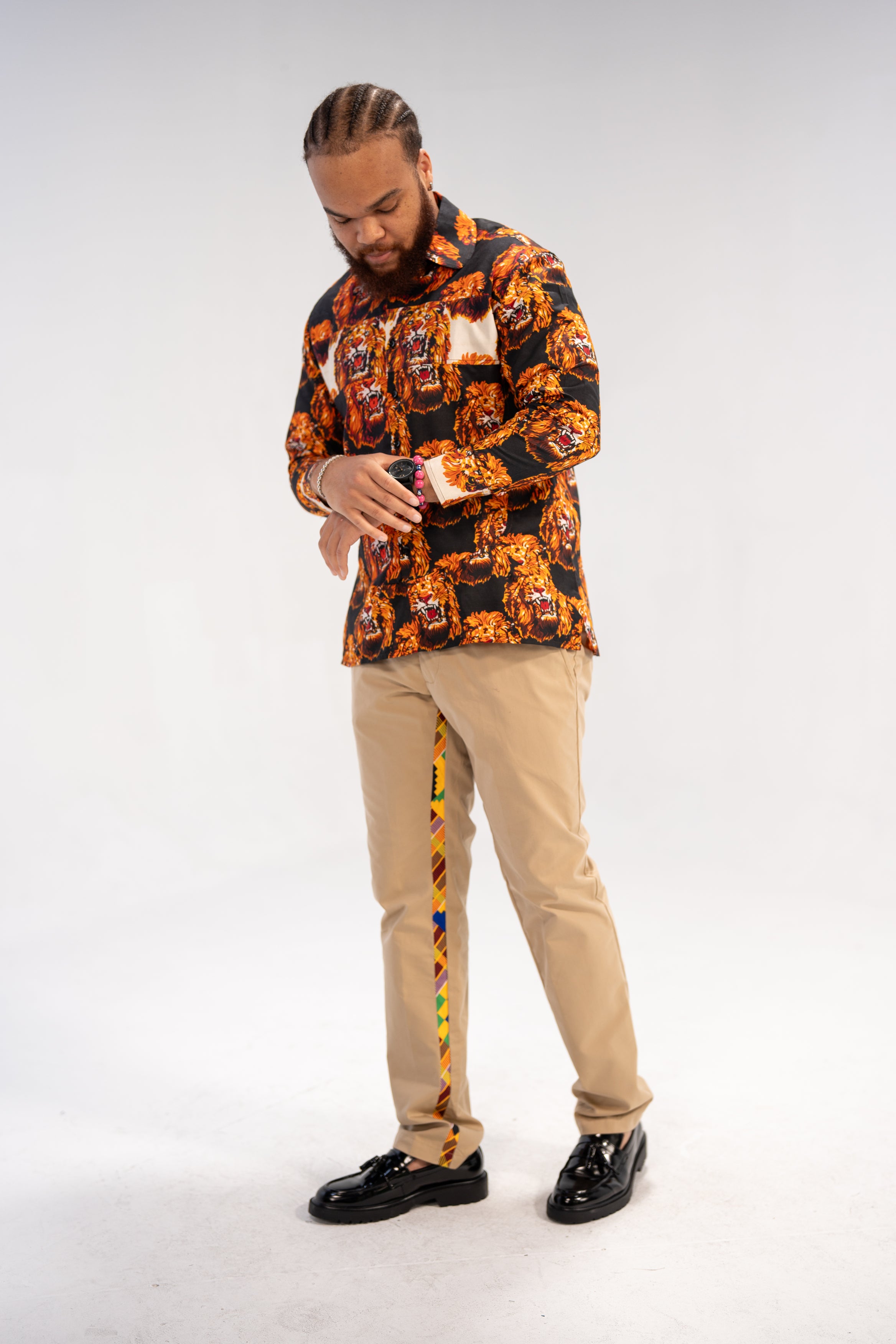 Isiagu Men's African Print Shirt (Red Tribal)